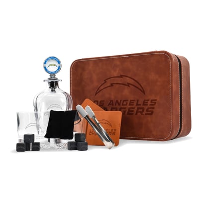Los Angeles Chargers The Memory Company Whiskey Decanter Set & Faux Leather Case