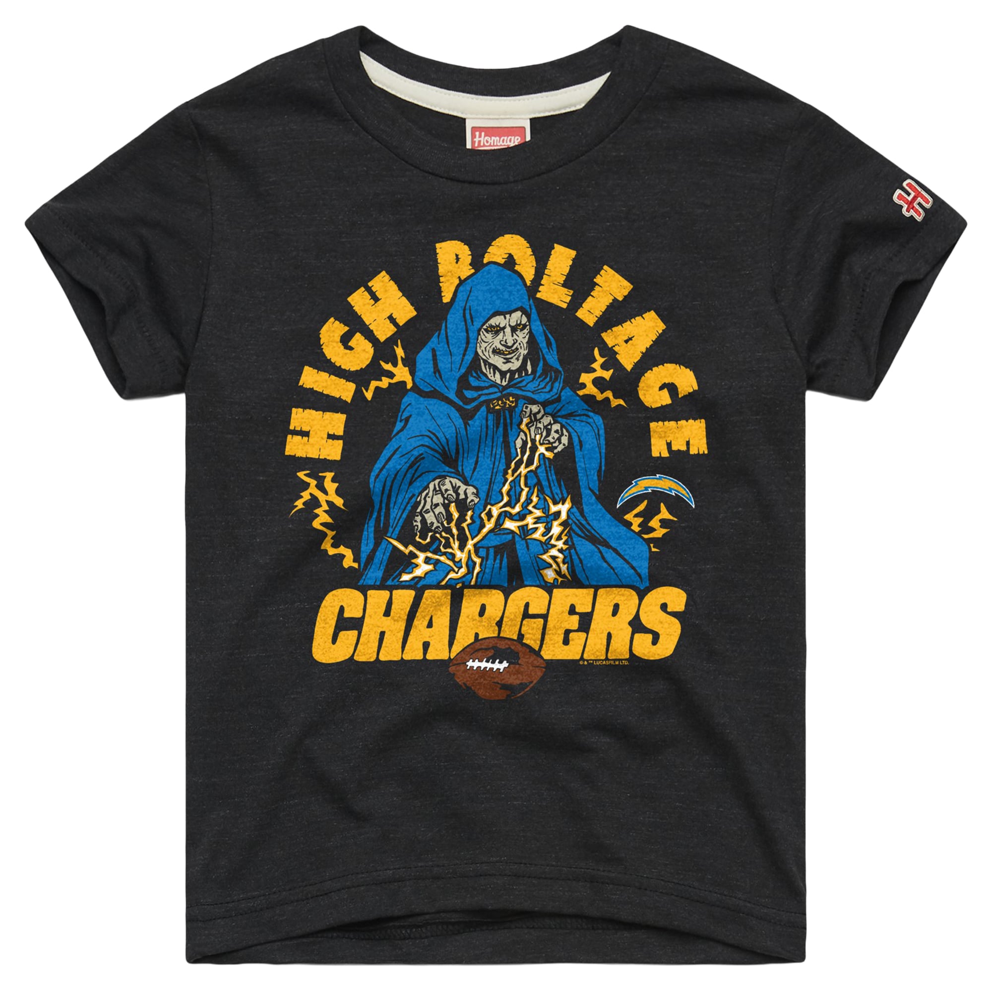 T-shirt pour tout-petit Hommage Charcoal Los Angeles Chargers NFL x Star Wars Côté Obscur Tri-Blend