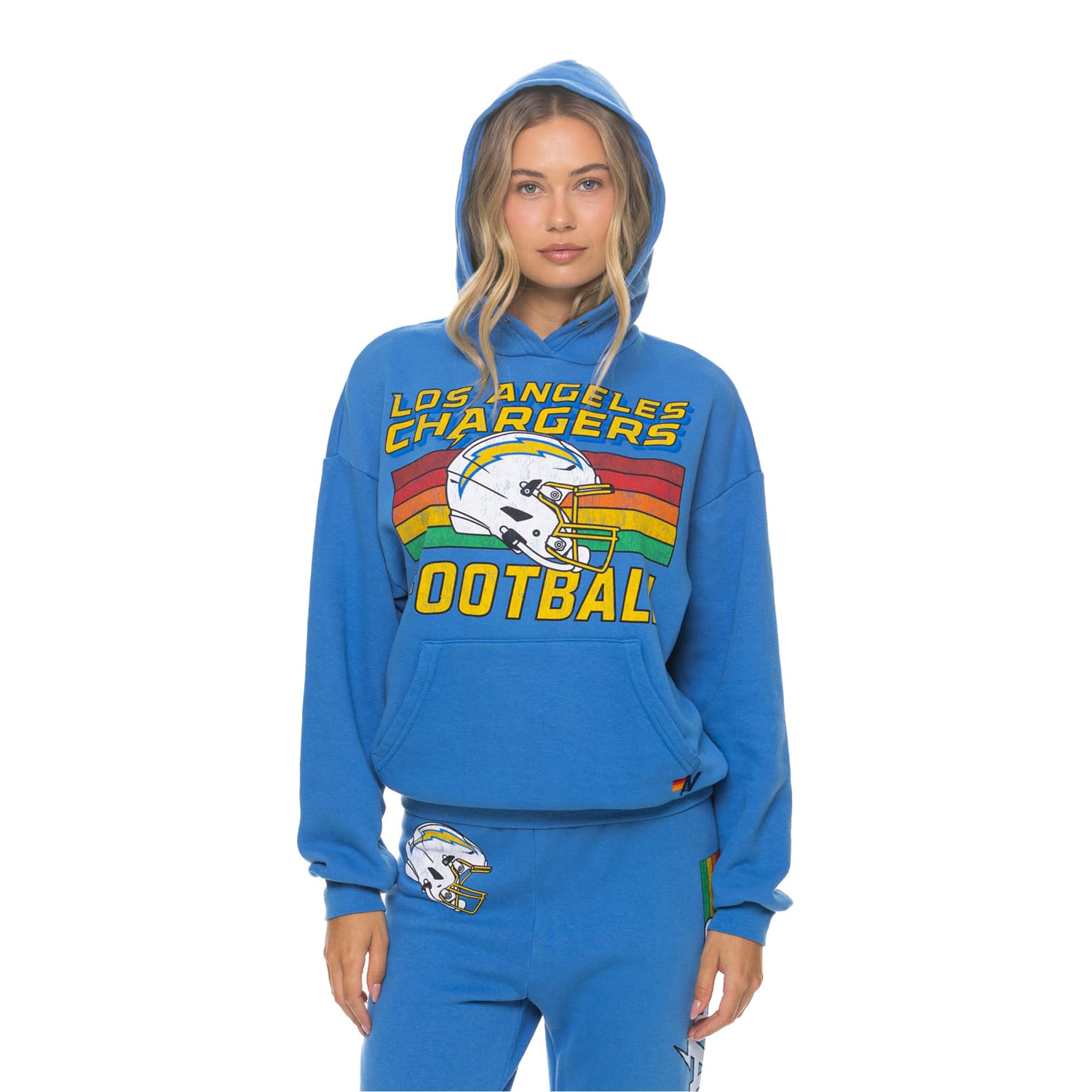 Sweat à capuche unisexe Aviator Nation bleu poudré Los Angeles Chargers, coupe décontractée, en mélange de trois matières.