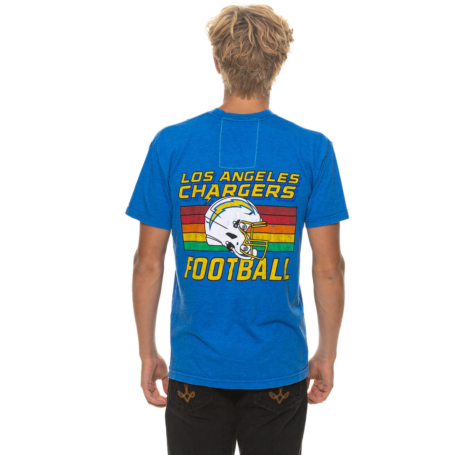 T-shirt unisexe Aviator Nation bleu poudré Los Angeles Chargers en mélange de trois matières