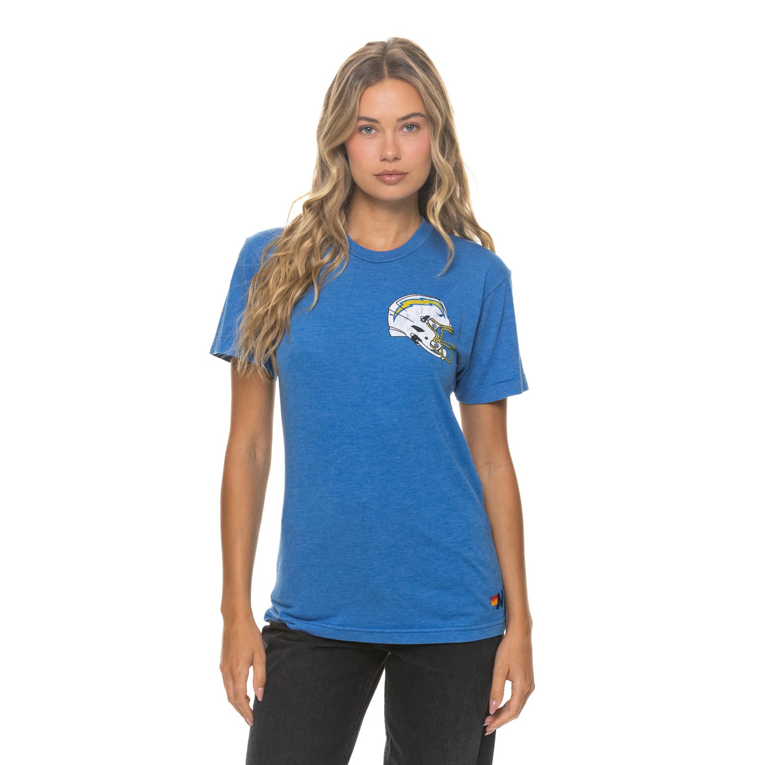 T-shirt unisexe Aviator Nation bleu poudré Los Angeles Chargers en mélange de trois matières