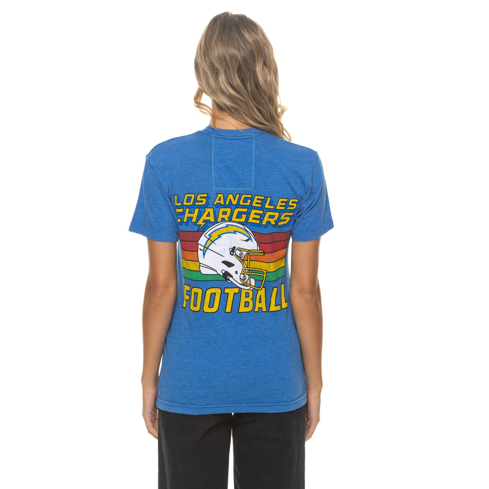 T-shirt unisexe Aviator Nation bleu poudré Los Angeles Chargers en mélange de trois matières