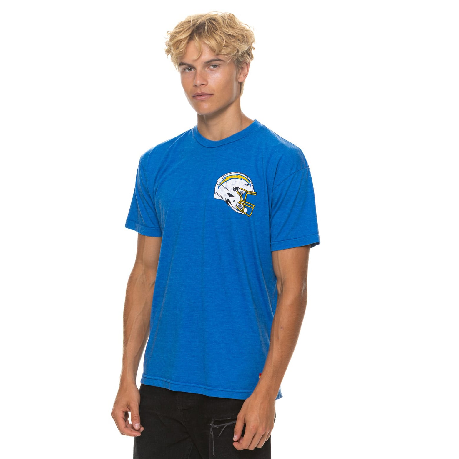 T-shirt unisexe Aviator Nation bleu poudré Los Angeles Chargers en mélange de trois matières