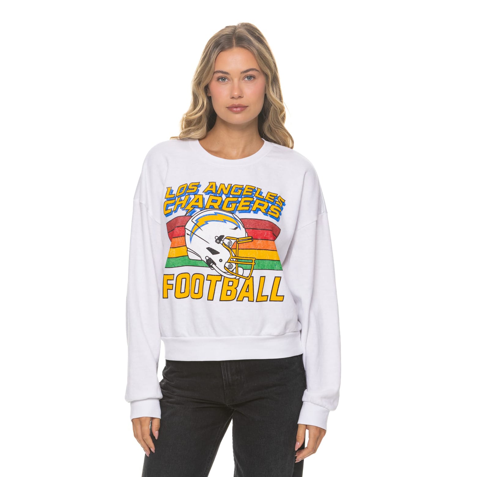 Sweat-shirt unisexe Aviator Nation blanc Los Angeles Chargers, coupe décontractée, en mélange de trois matières.