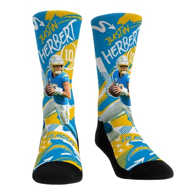 Justin Herbert Los Angeles Chargers Rock Em Unisex Playmaker Crew Socks