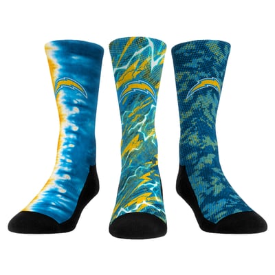 Los Angeles Chargers Rock Em Unisex Team Tones Three-Pack Crew Socks