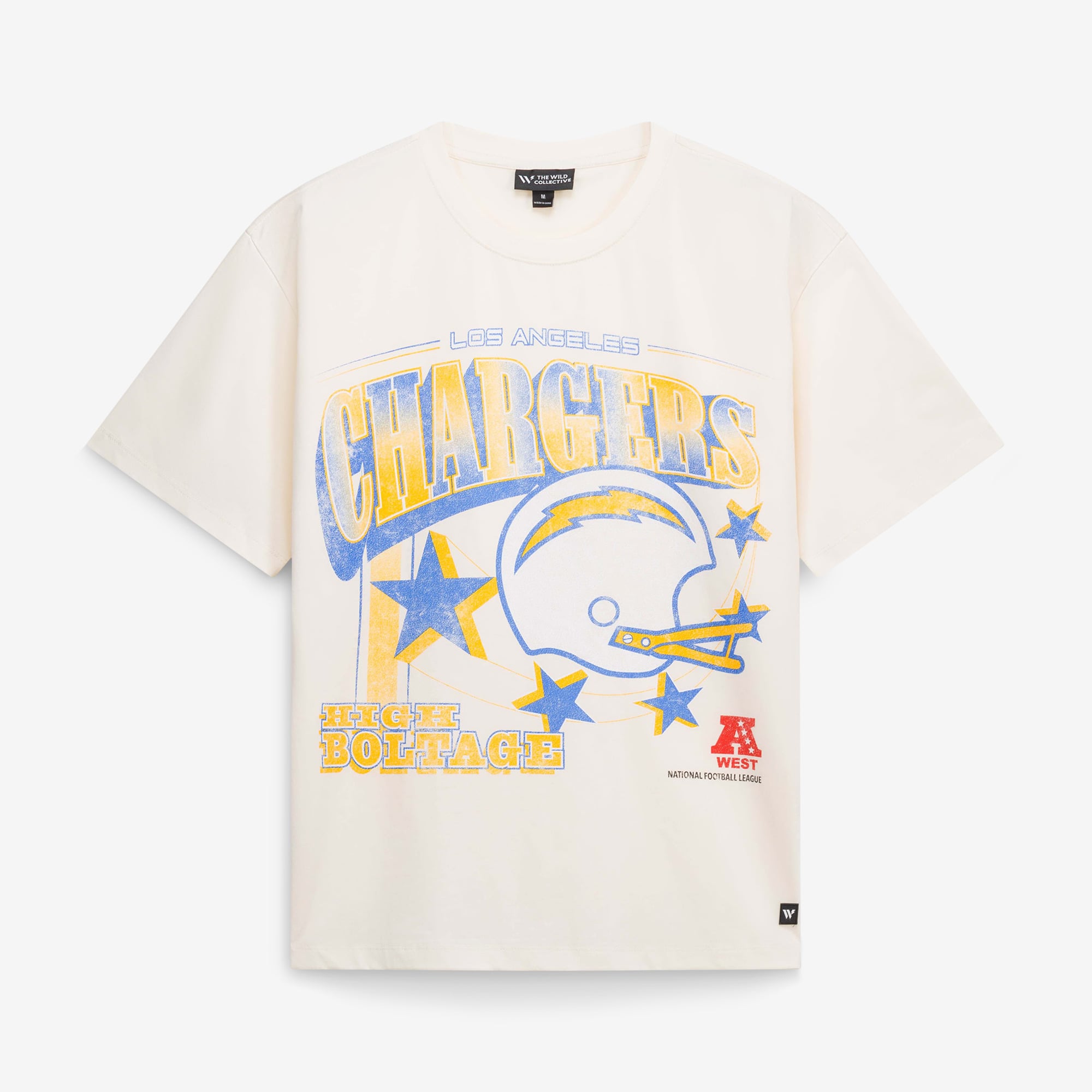 T-shirt unisexe The Wild Collective crème Los Angeles Chargers, oversize, style streetwear graphique