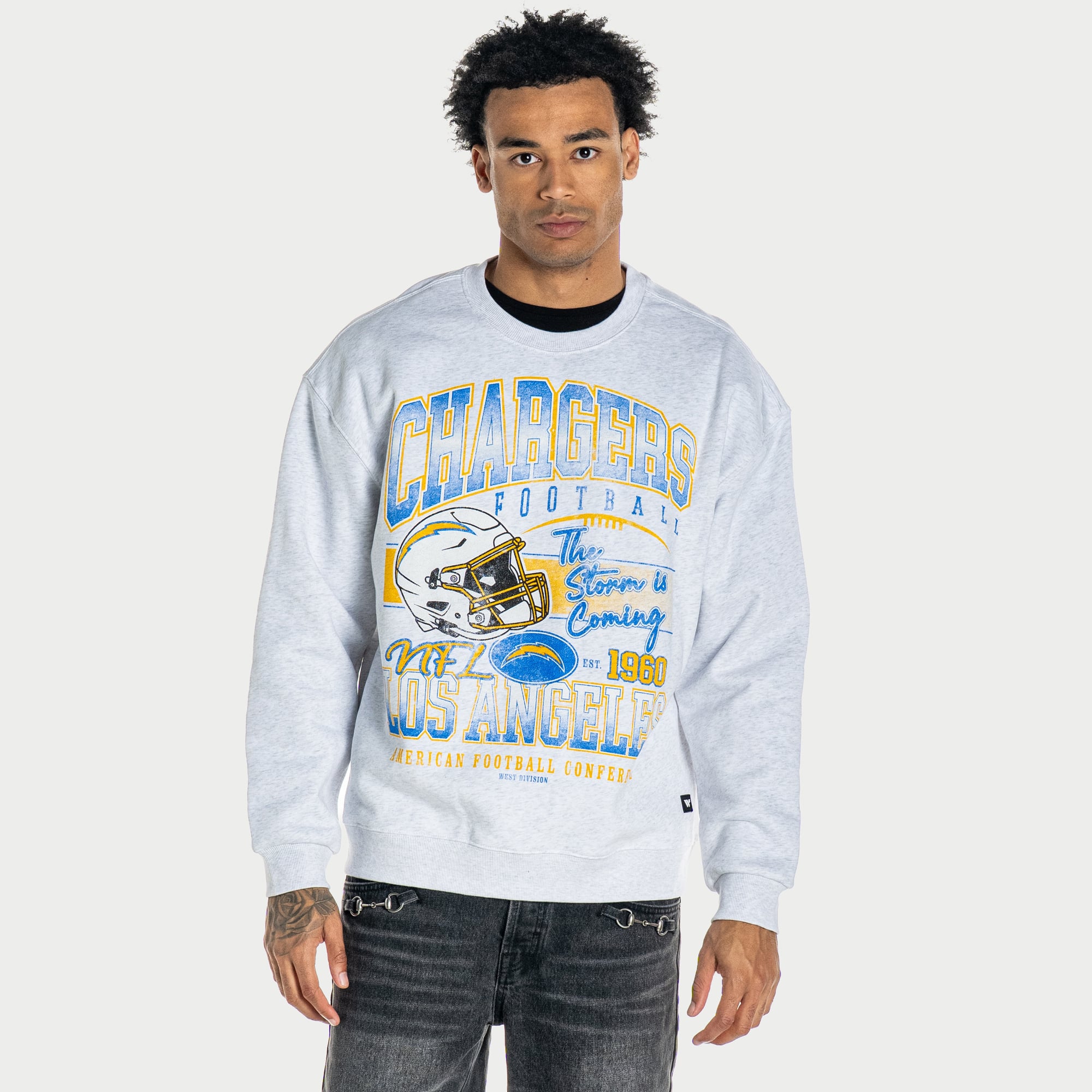 Sweat-shirt unisexe The Wild Collective Los Angeles Chargers gris chiné à motif