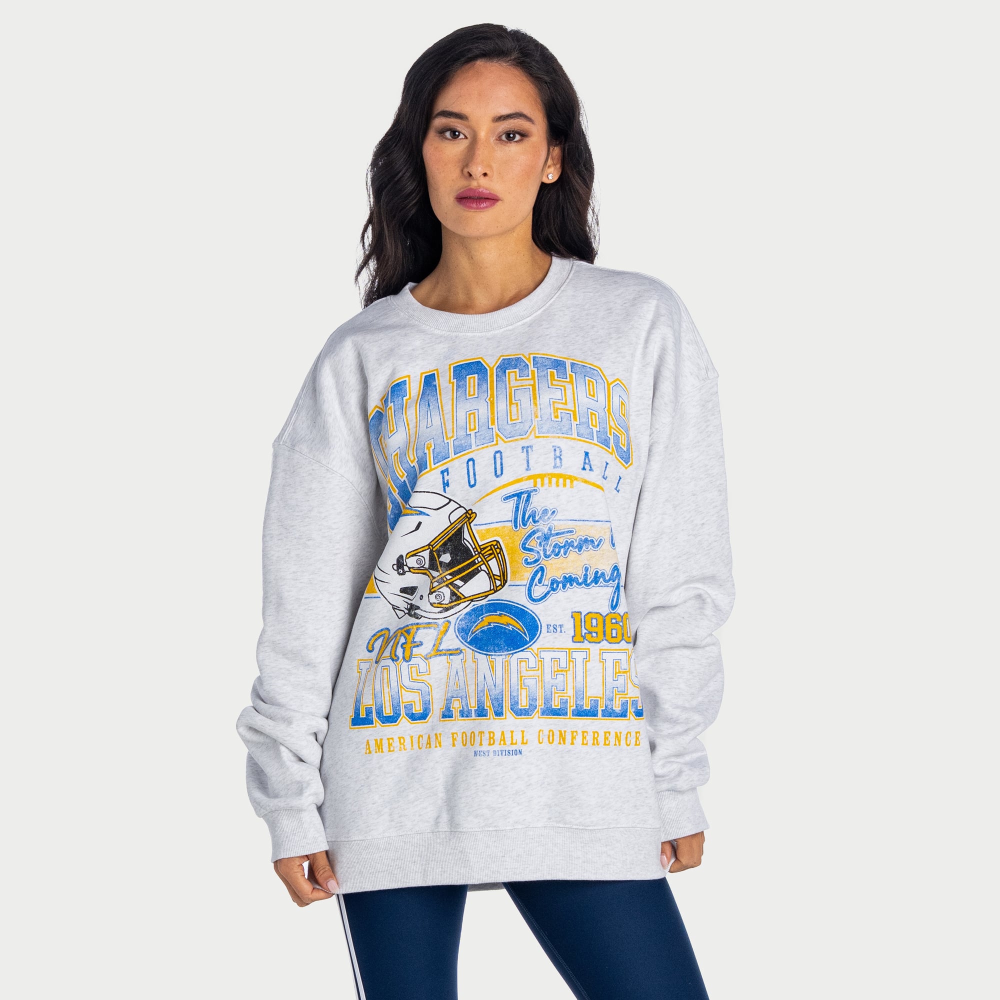Sweat-shirt unisexe The Wild Collective Los Angeles Chargers gris chiné à motif