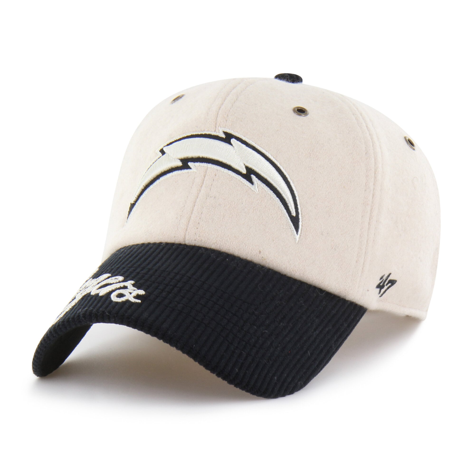 Casquette ajustable pour femme « 47 Natural/Black Los Angeles Chargers Rope Script Clean Up »