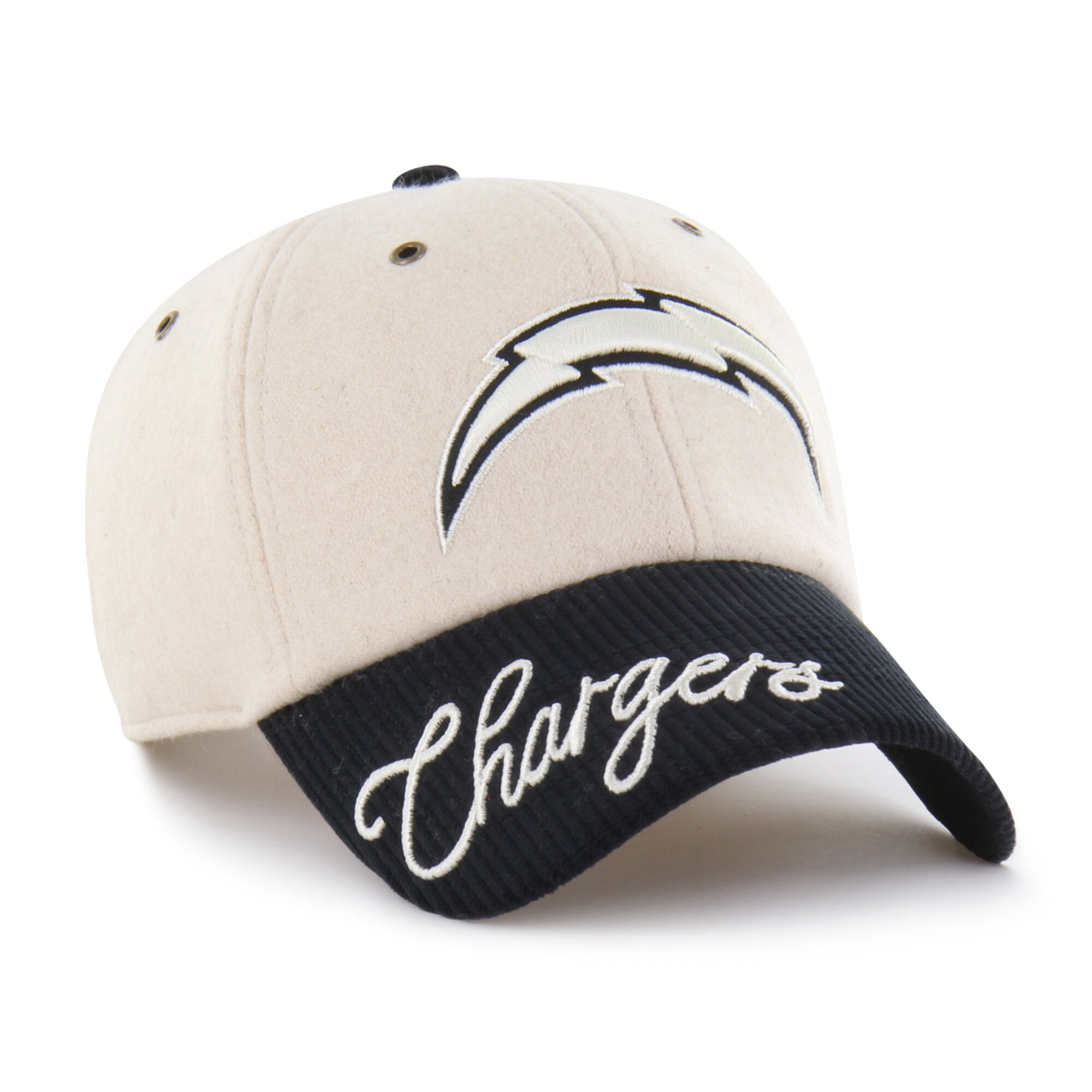 Casquette ajustable pour femme « 47 Natural/Black Los Angeles Chargers Rope Script Clean Up »