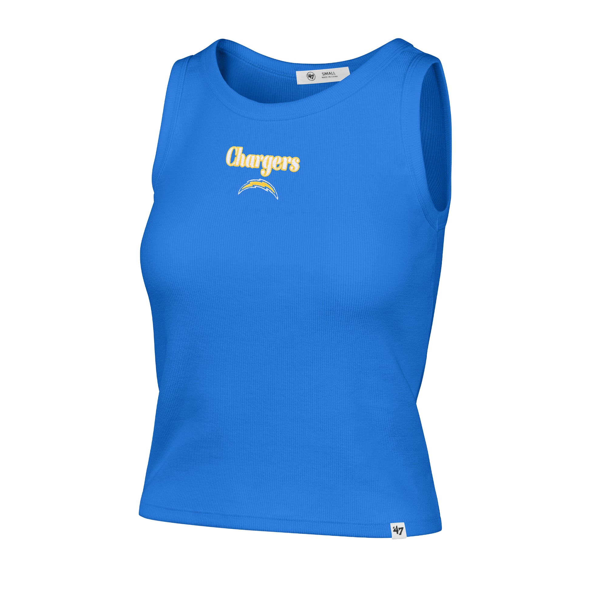 Women's '47 Powder Blue Los Angeles Chargers Cropped Straight Cut Ribbed Baby Tank Top