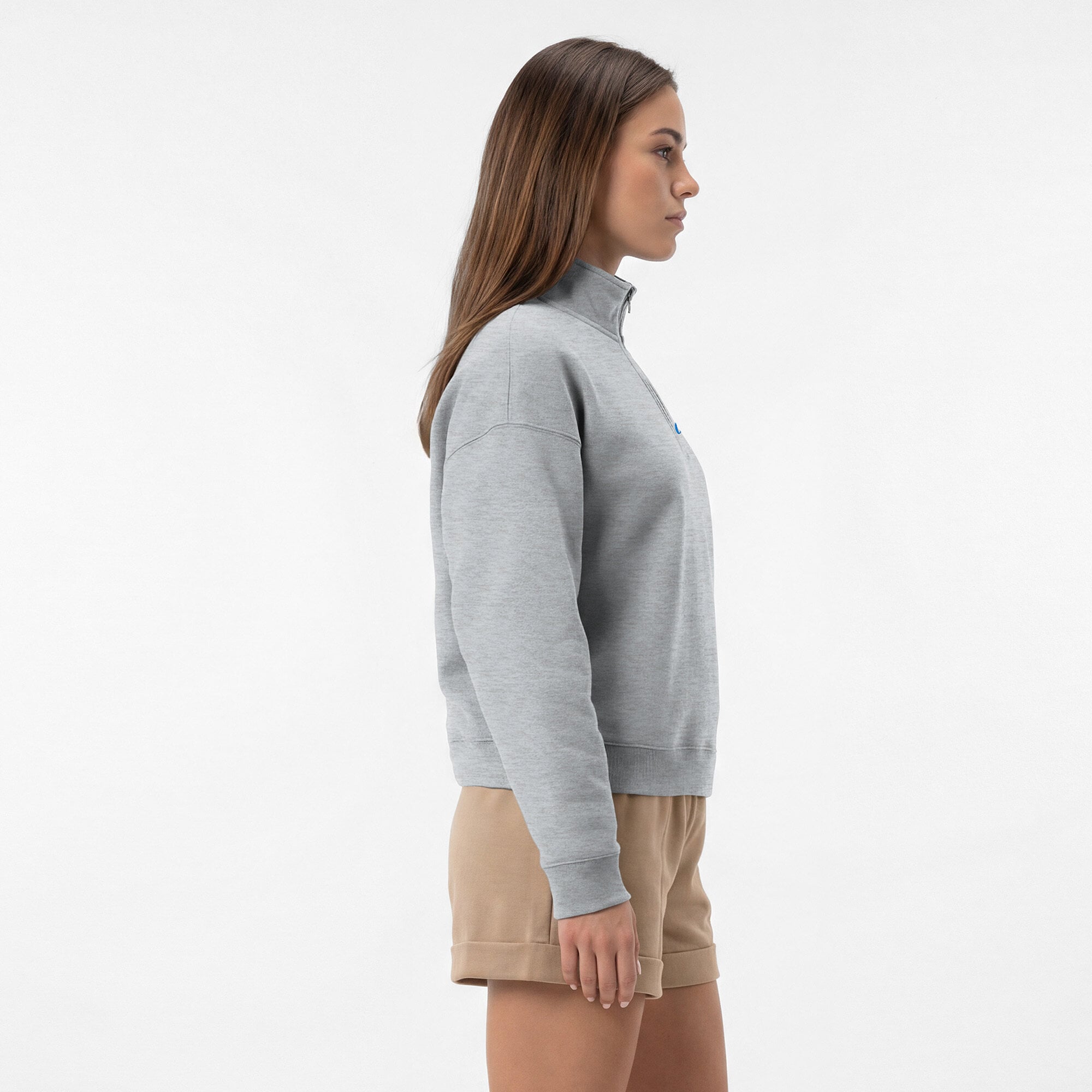 Sweat-shirt à col zippé Champion gris chiné pour femme, Los Angeles Chargers, Powerblend