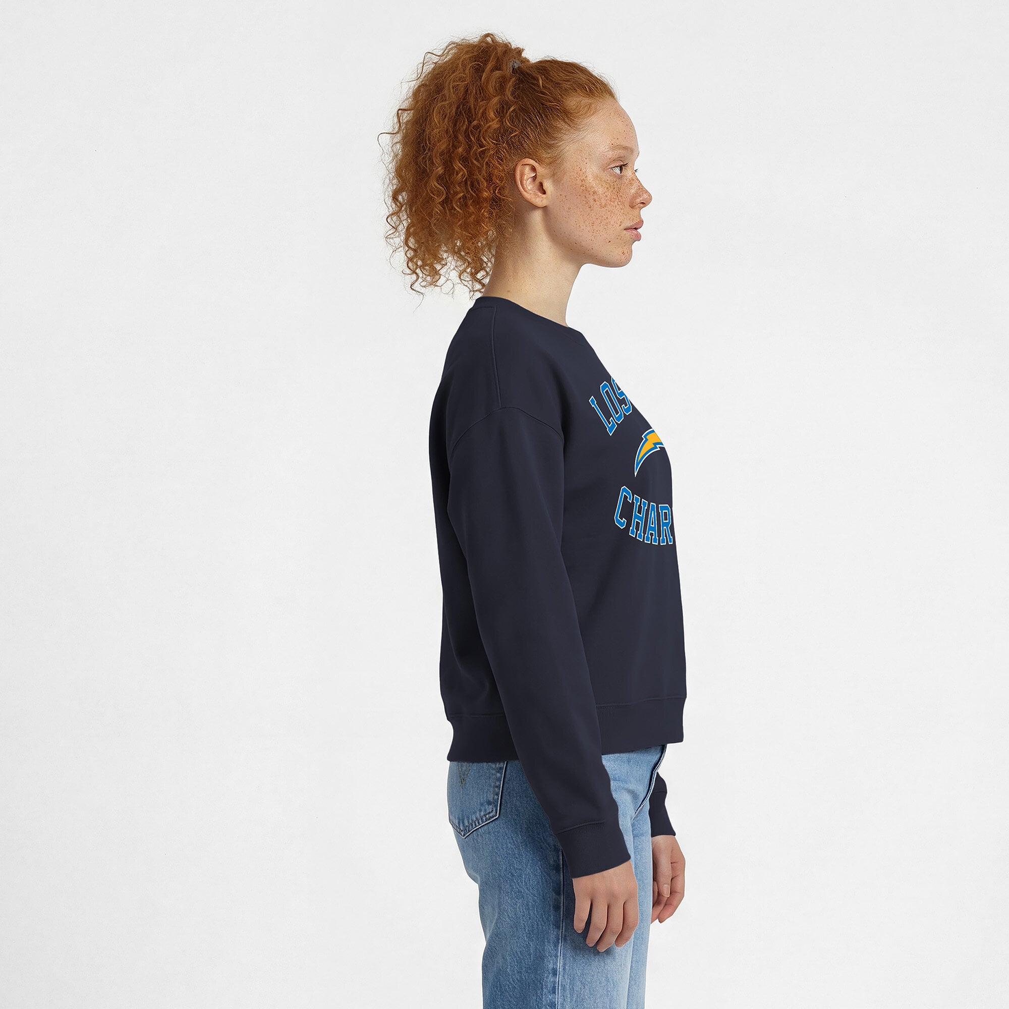 Women's Champion Navy Los Angeles Chargers Heart & Soul Powerblend Sweatshirt