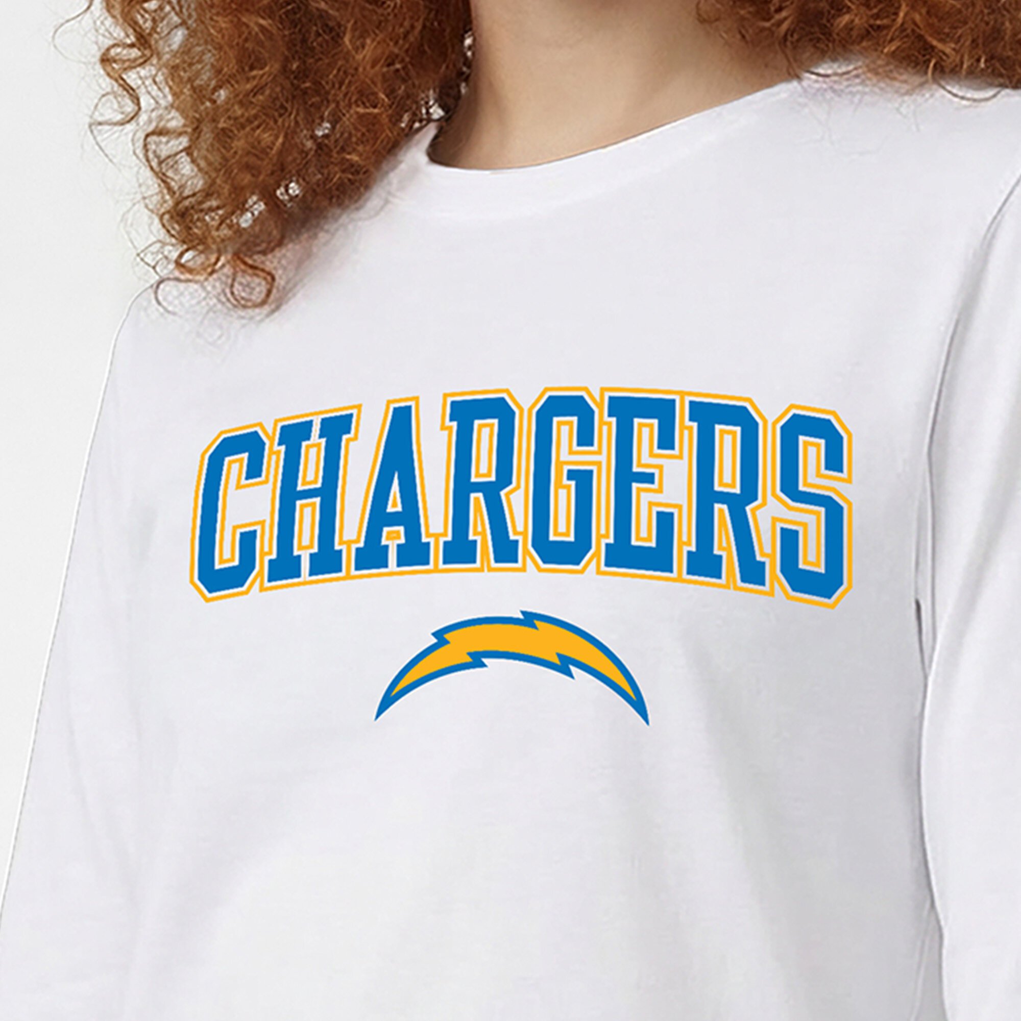 Women's Champion White Los Angeles Chargers Core Logo Long Sleeve T-Shirt