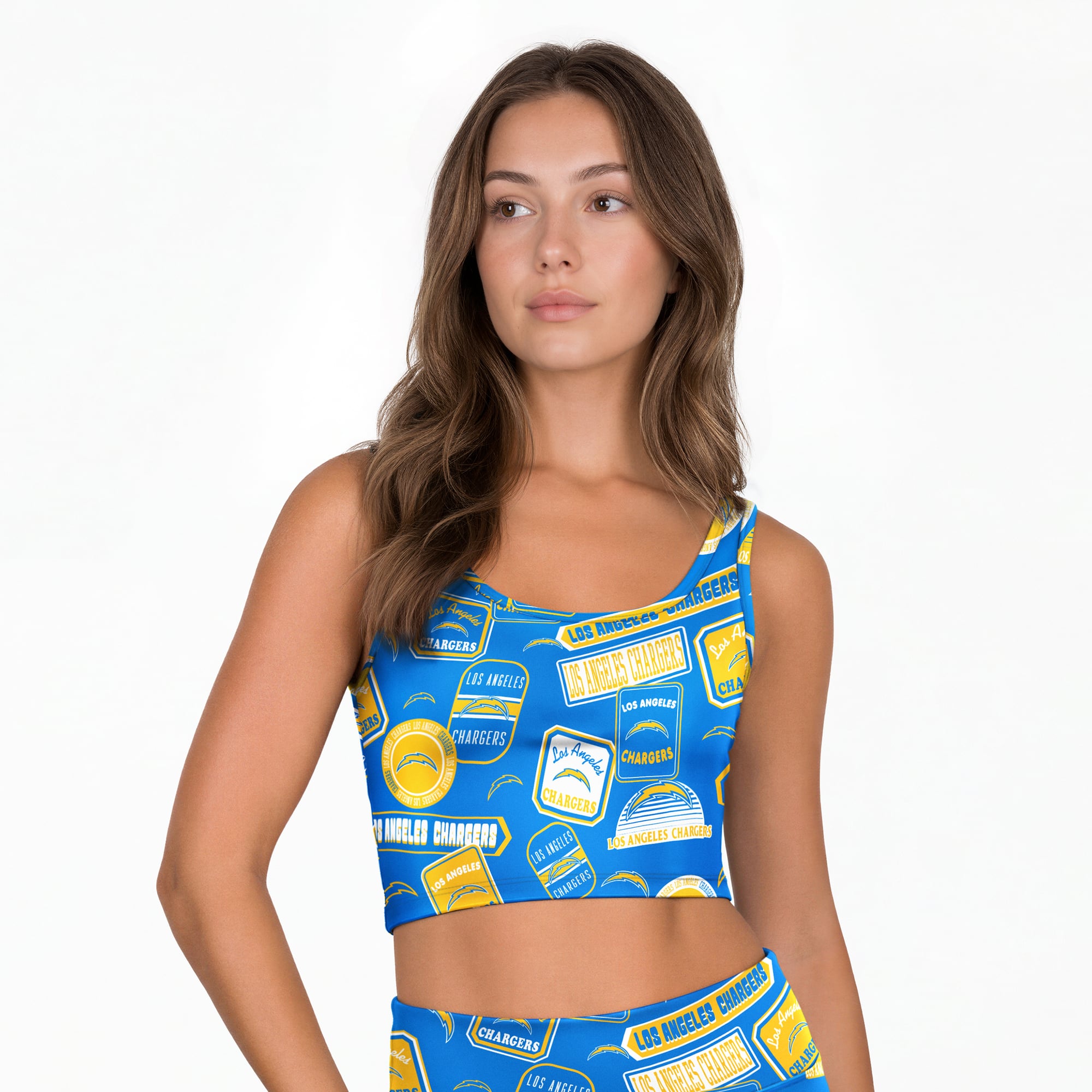 Women's Concepts Sport Powder Blue Los Angeles Chargers Grady Allover Print Bralette