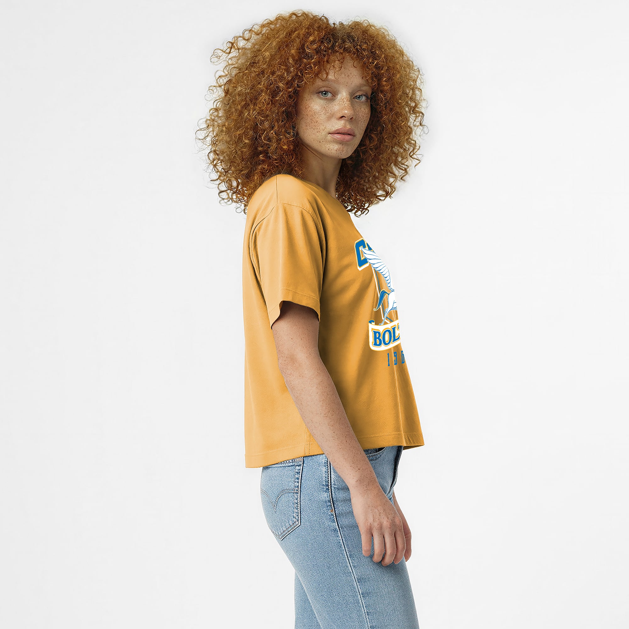 Women's Disney x Champion Gold Los Angeles Chargers Pegasus All-Star T-Shirt