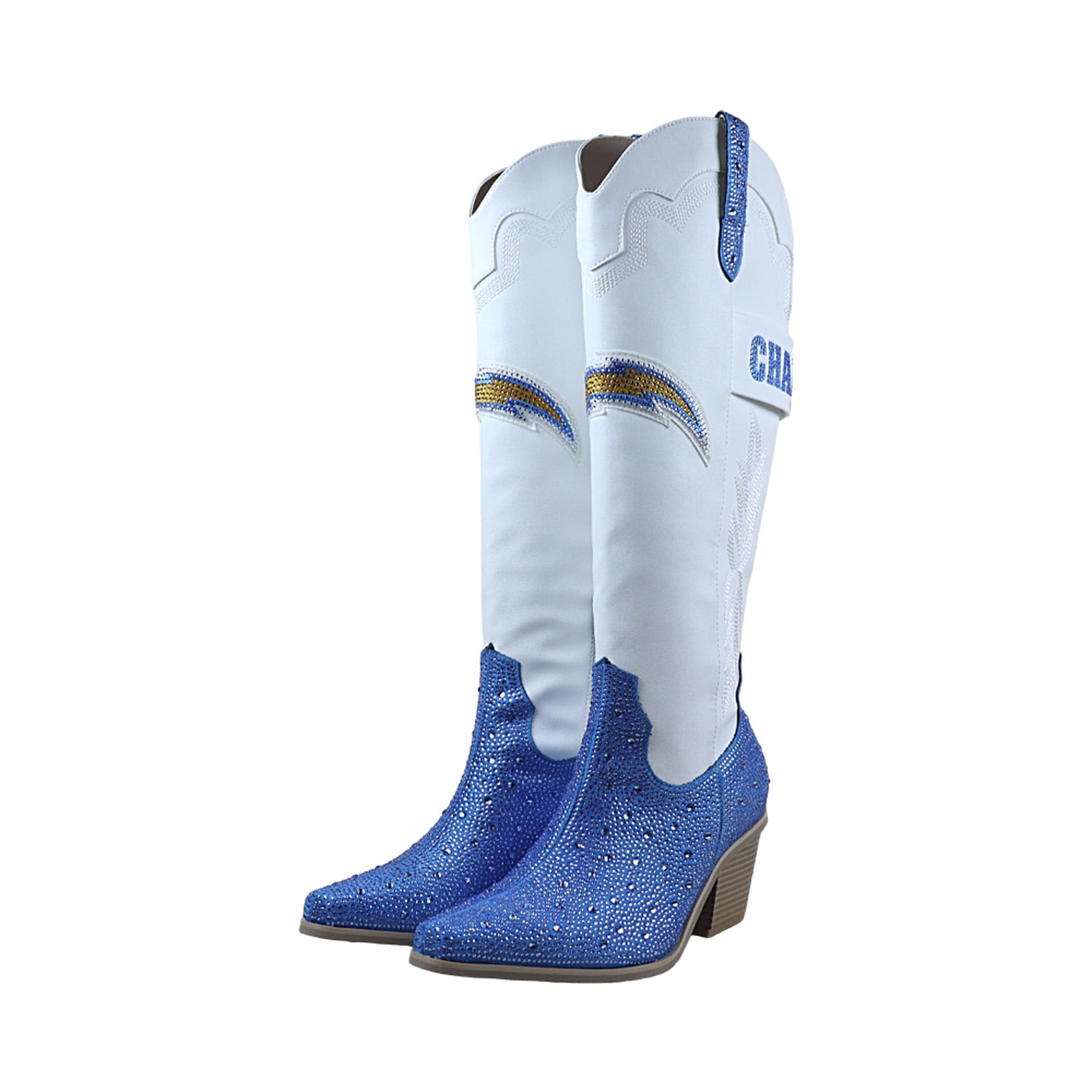 Bottes de cowboy blanches FABGATING by Cuce White Los Angeles Chargers Crystal pour femmes