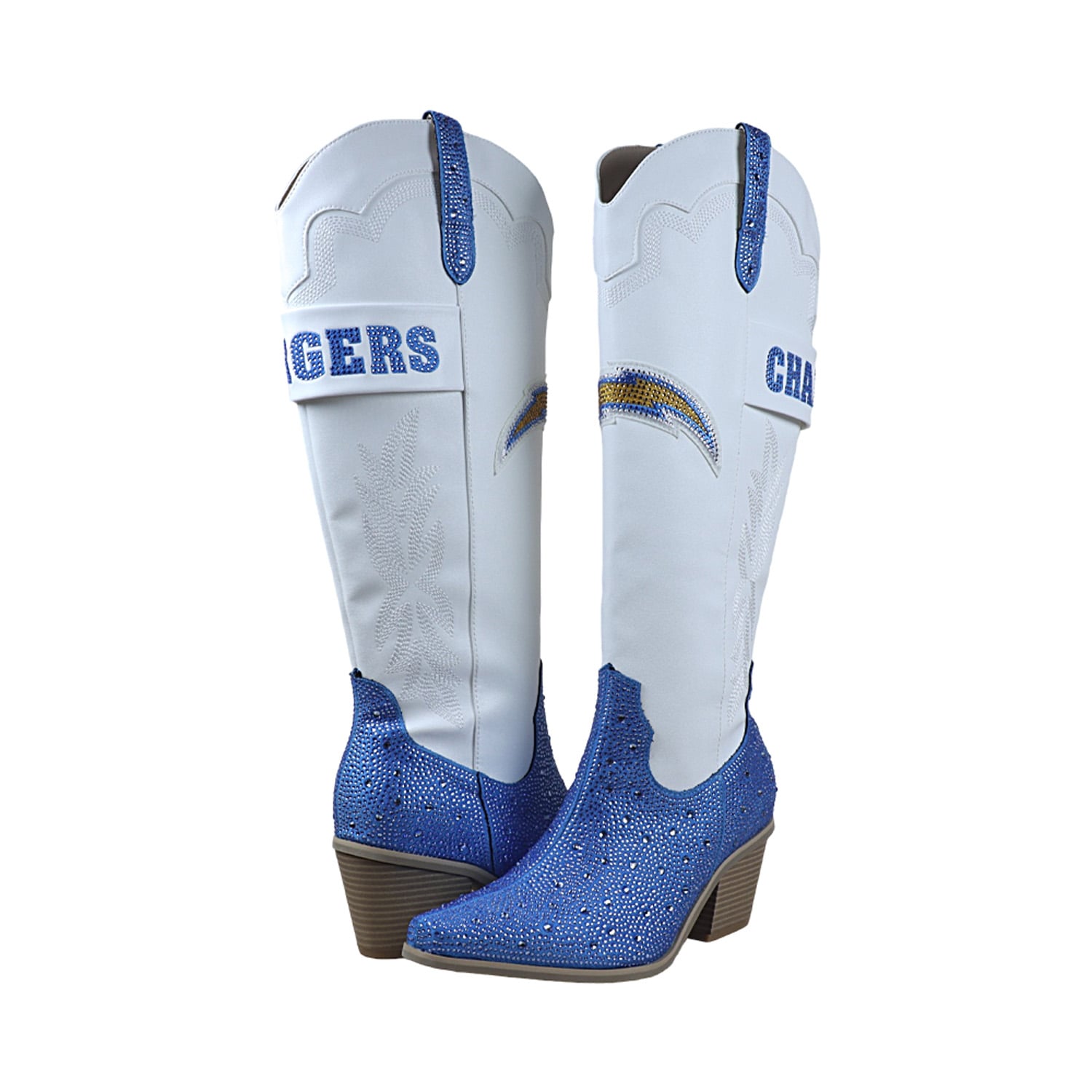 Bottes de cowboy blanches FABGATING by Cuce White Los Angeles Chargers Crystal pour femmes
