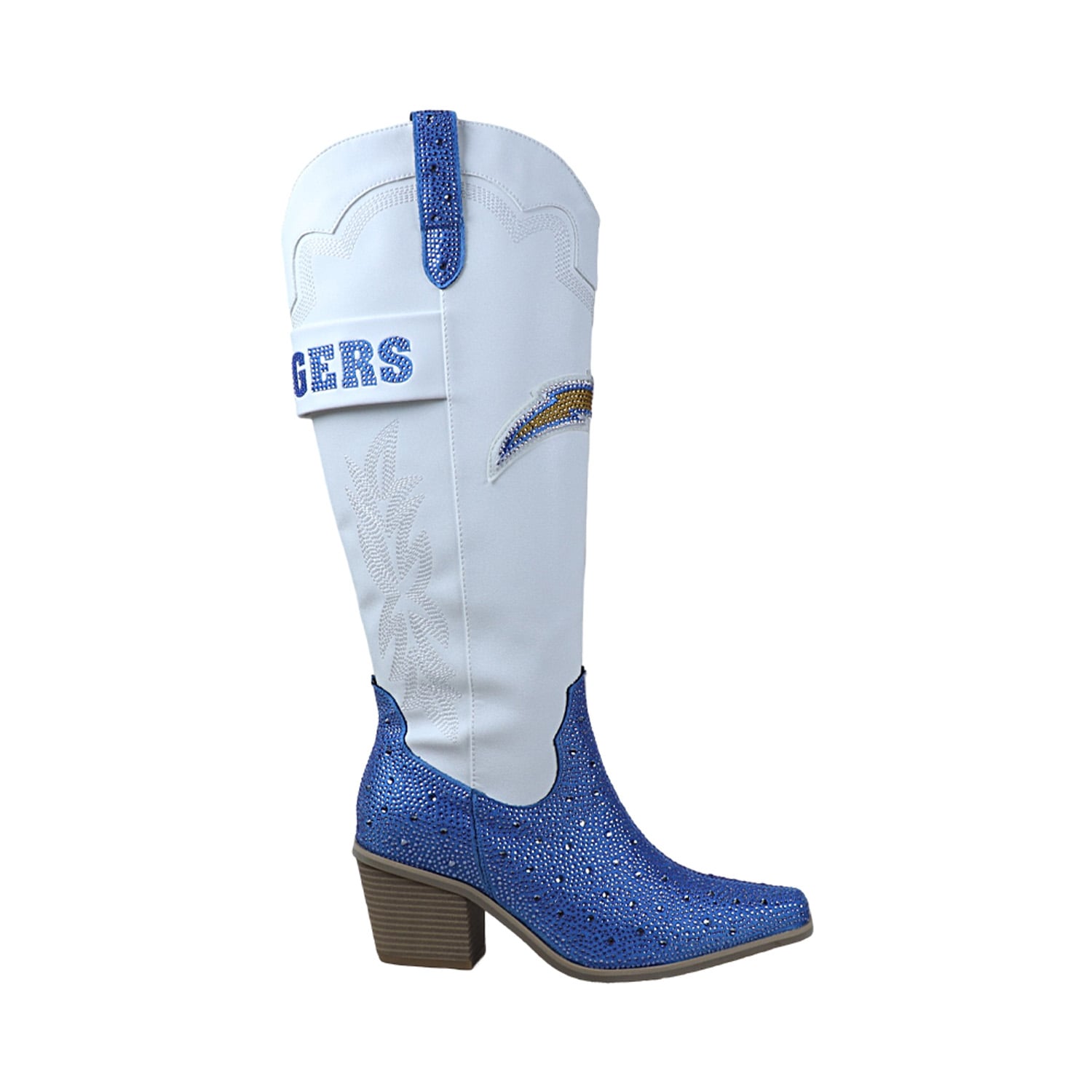 Bottes de cowboy blanches FABGATING by Cuce White Los Angeles Chargers Crystal pour femmes