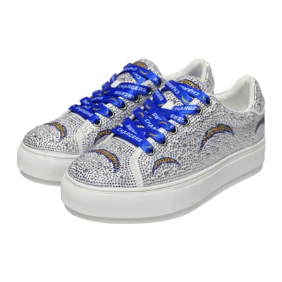  Los Angeles Chargers FABGATING by Cuce Women's Crystal Team Logo Sneakers - White