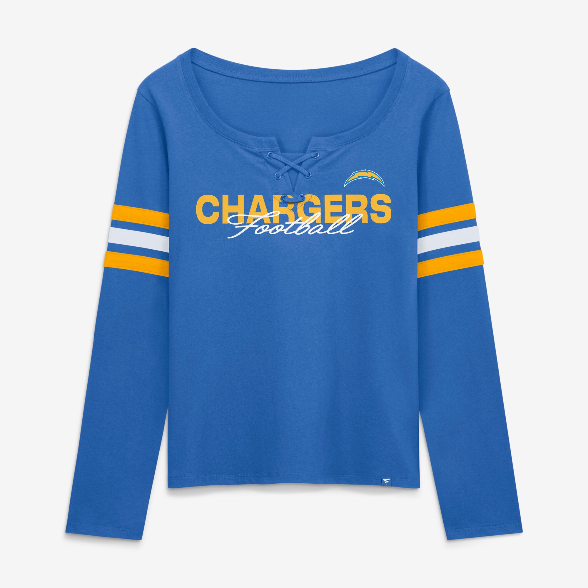 Women's Fanatics Blue Los Angeles Chargers Team First Coverage Scheme Lace-Up Long Sleeve T-Shirt