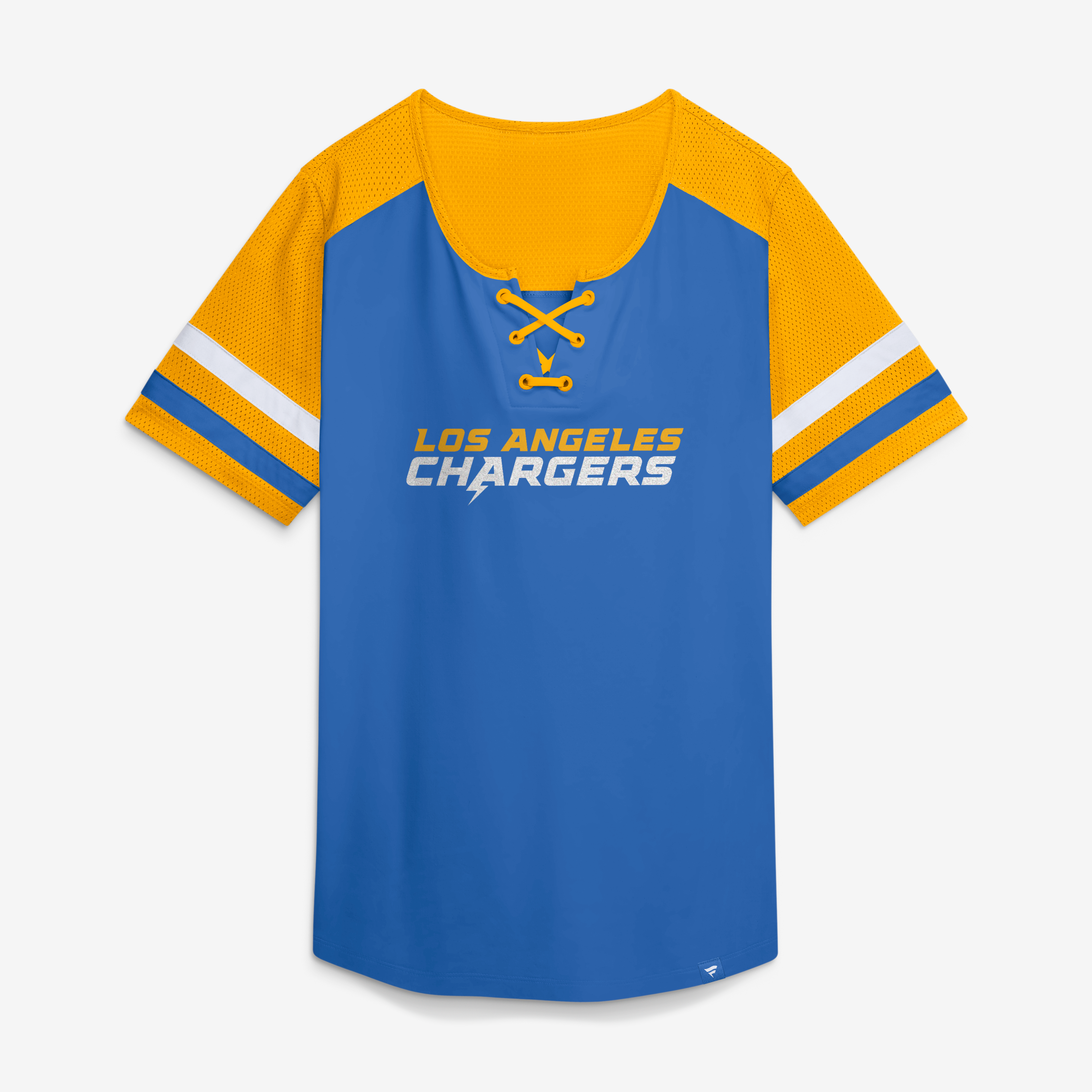 T-shirt à lacets Fanatics Powder Blue Los Angeles Chargers Curl Route Athena pour femmes