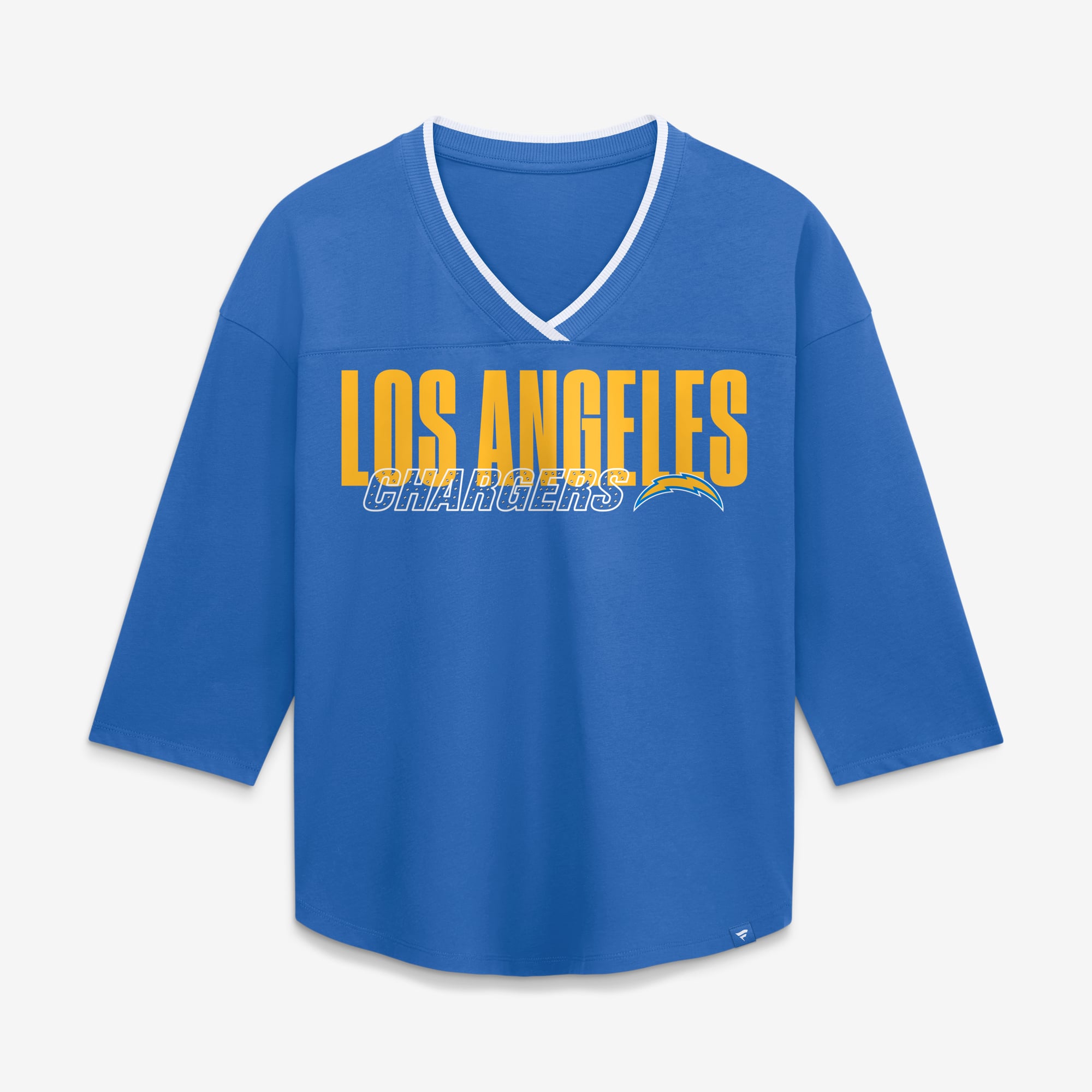 Women's Fanatics Powder Blue Los Angeles Chargers Plus Deceptive Juke 3/4-Sleeve V-Neck T-Shirt