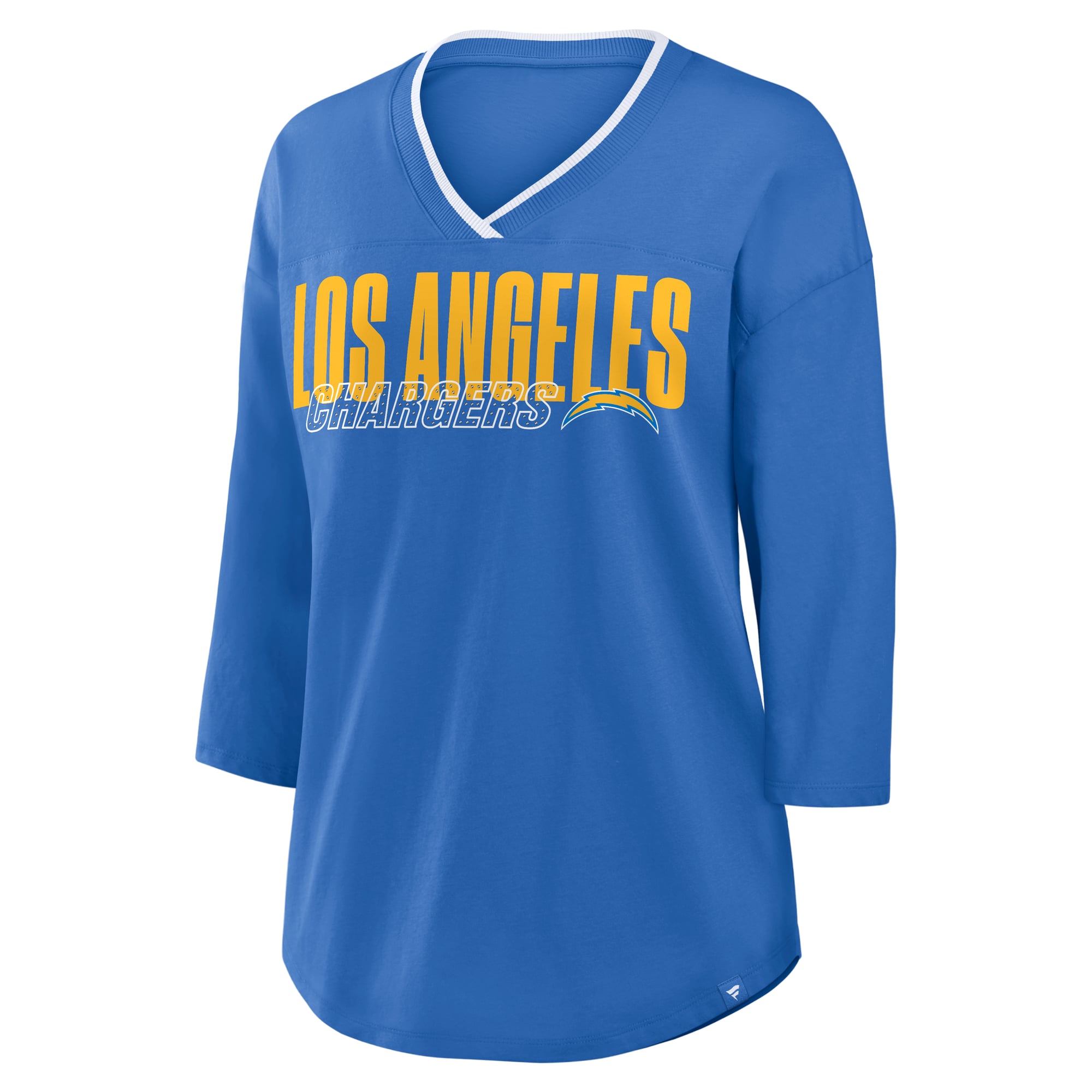 Women's Fanatics Powder Blue Los Angeles Chargers Plus Deceptive Juke 3/4-Sleeve V-Neck T-Shirt