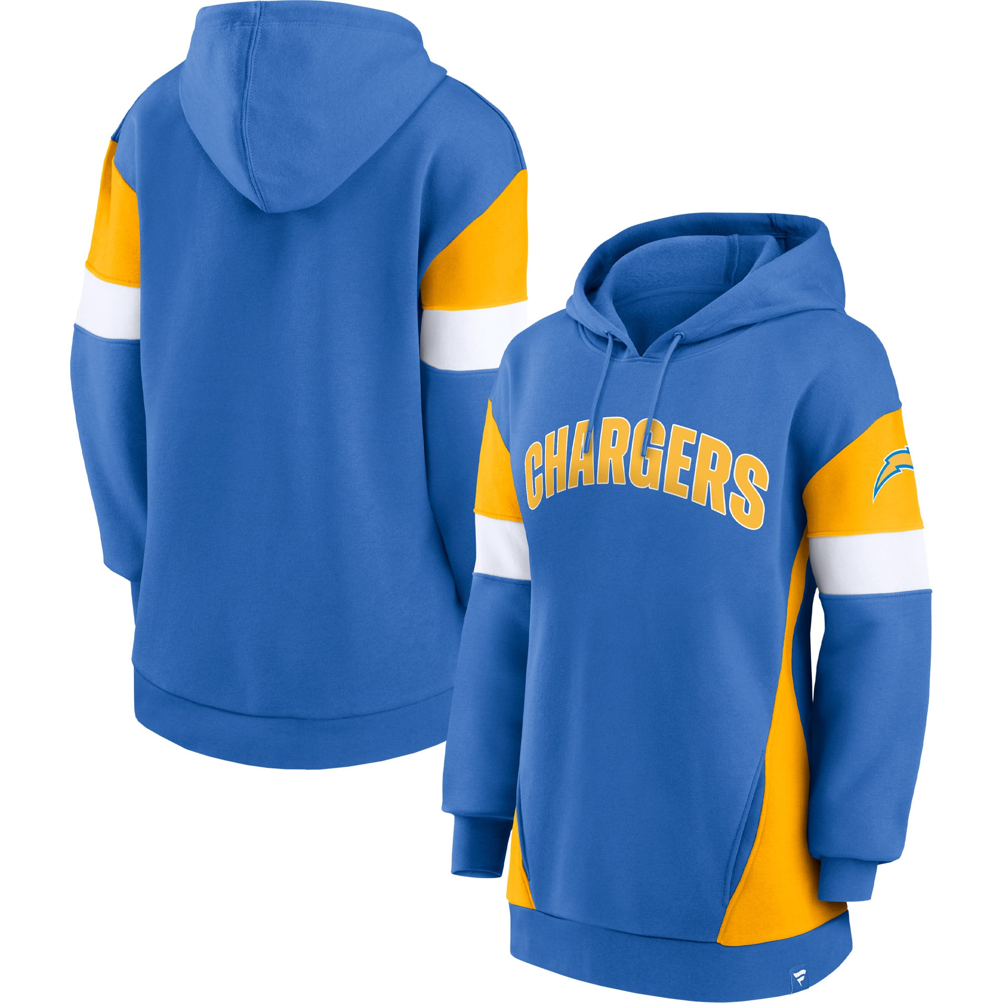 Sweat à capuche Fanatics pour femmes, bleu poudre/or, Los Angeles Chargers Lock It Down