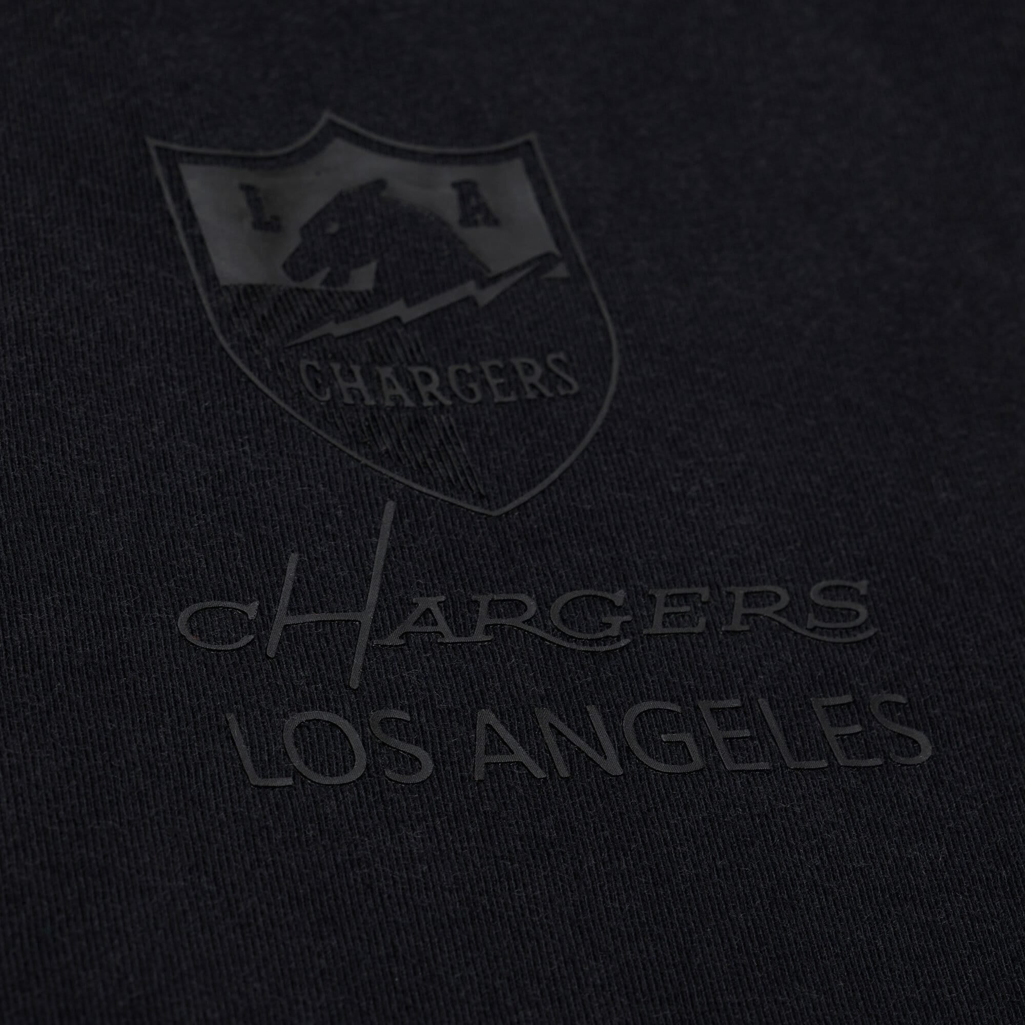 T-shirt court à logo micro noir Mitchell & Ness Core Essentials pour femme, Los Angeles Chargers.