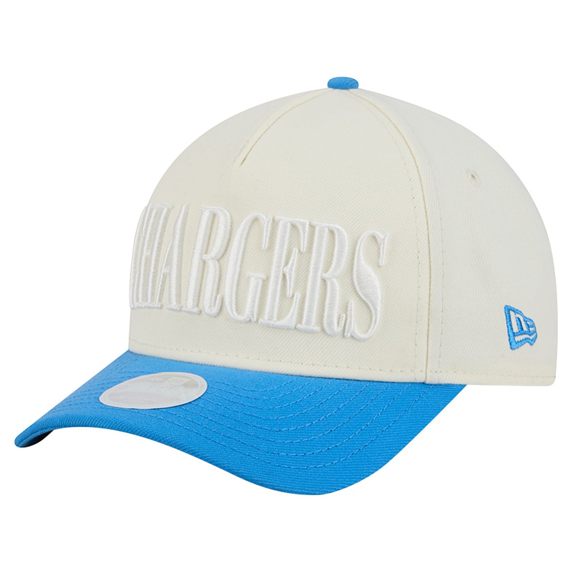 Women's New Era Cream/Powder Blue Los Angeles Chargers Tonal A-Frame 9FORTY Adjustable Hat