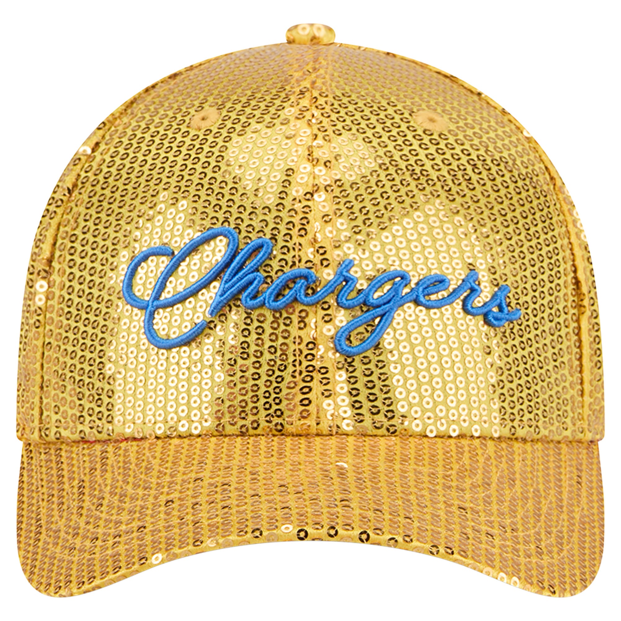 Casquette ajustable New Era 9FORTY dorée Los Angeles Chargers à paillettes pour femme