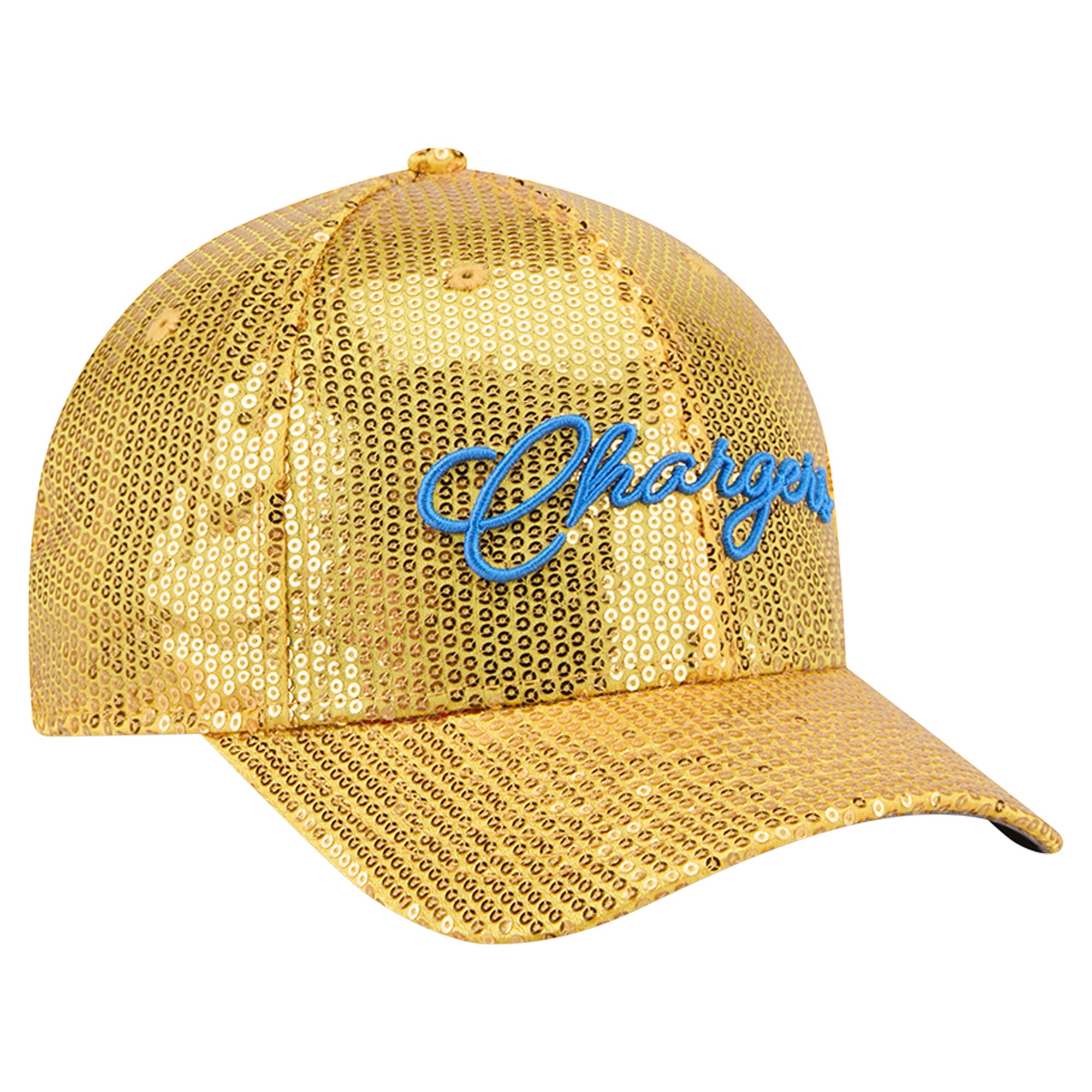 Casquette ajustable New Era 9FORTY dorée Los Angeles Chargers à paillettes pour femme