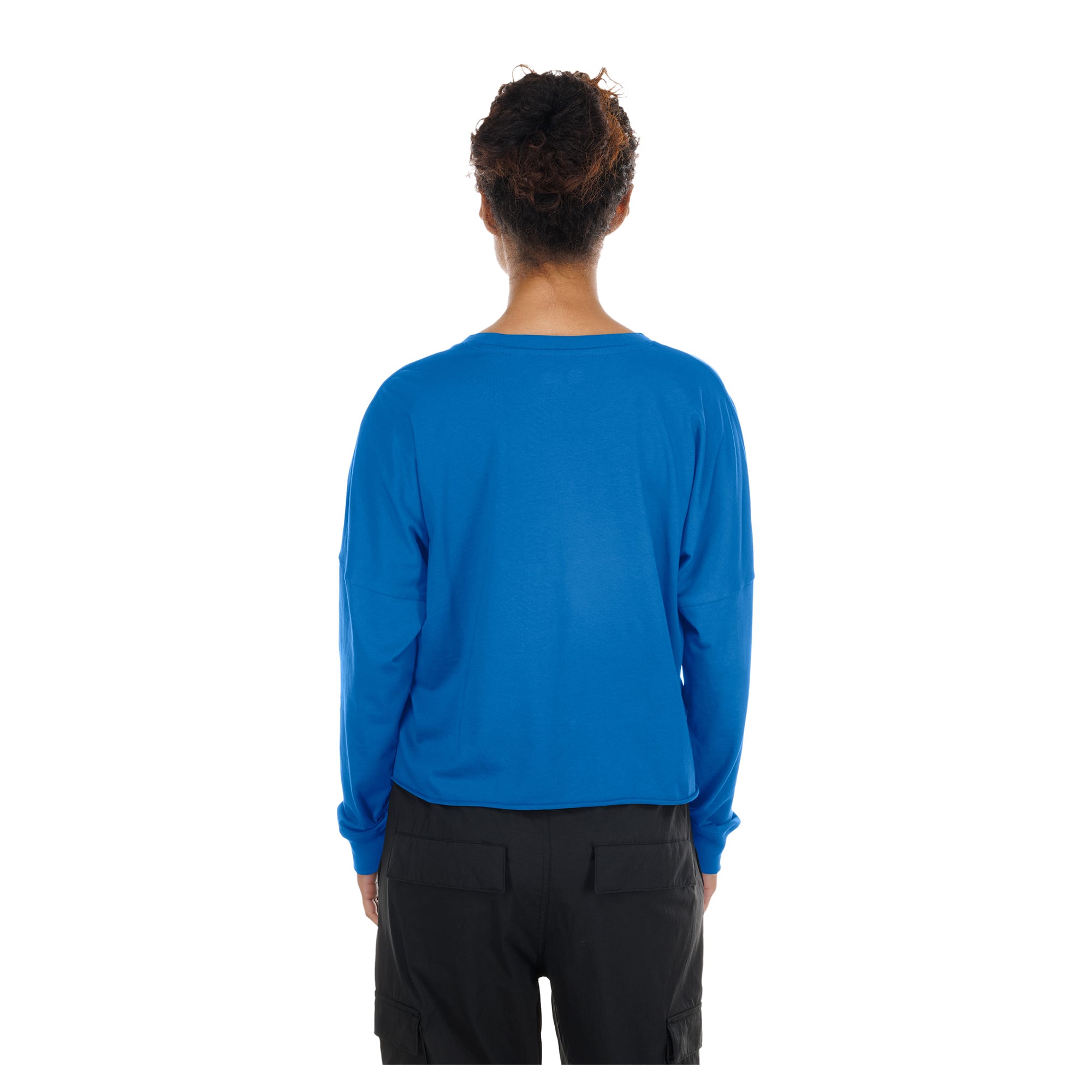 T-shirt court oversize à manches longues New Era bleu poudré pour femme, Los Angeles Chargers