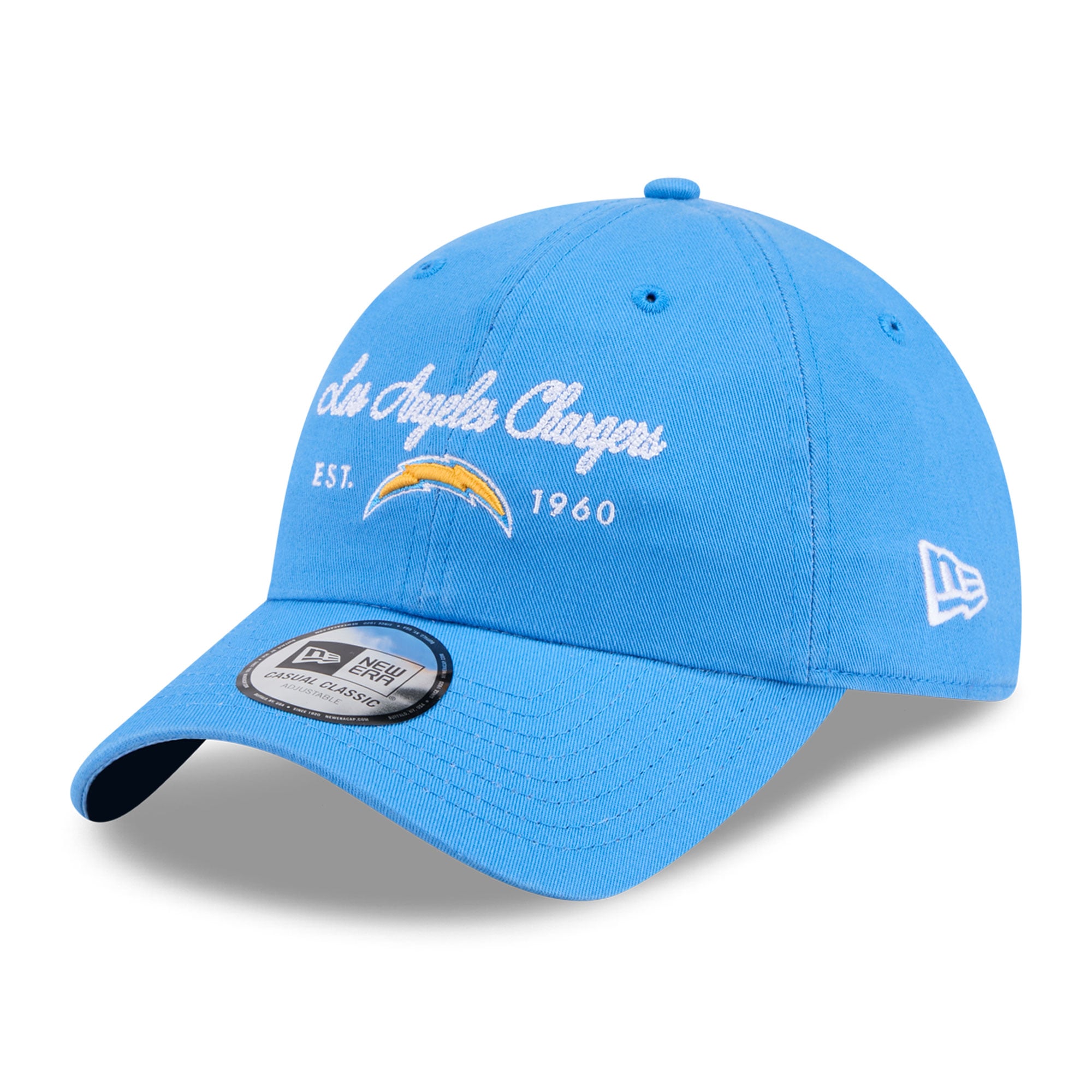 Women's New Era Powder Blue Los Angeles Chargers Script Casual Classic Adjustable Hat