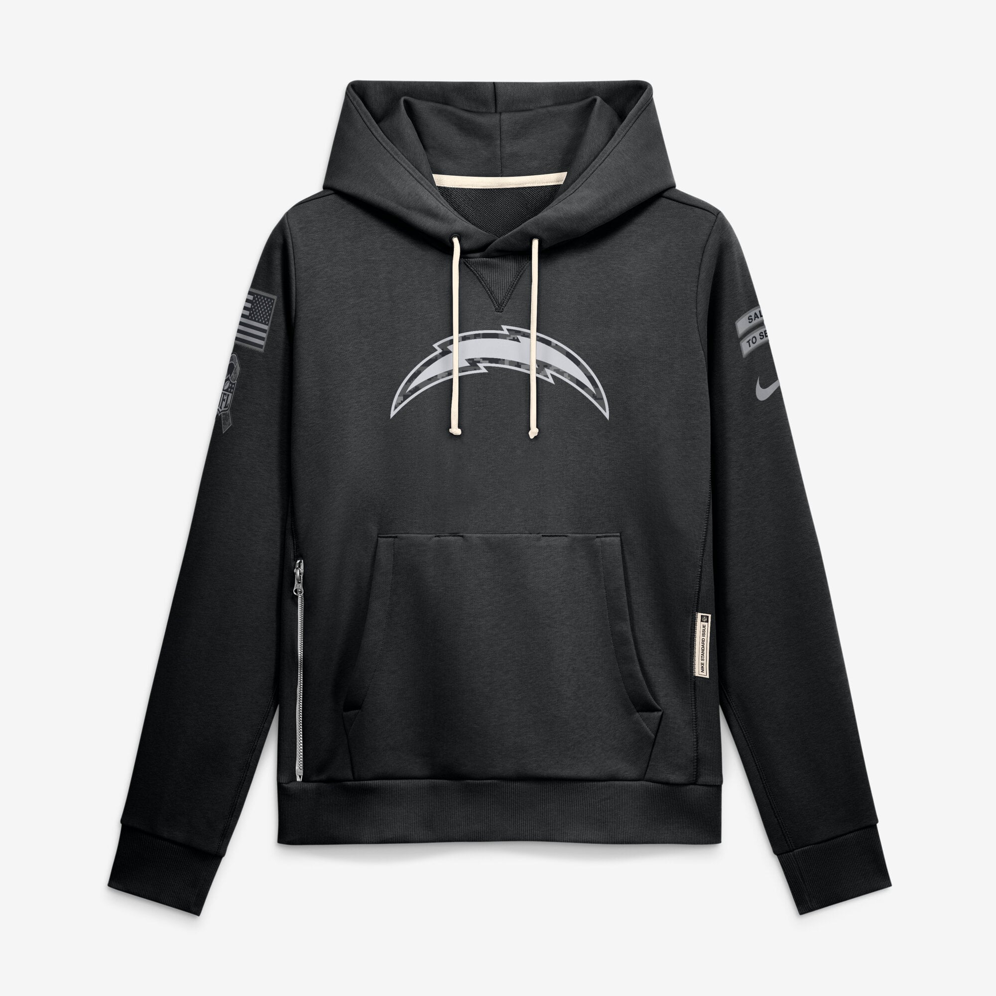 Sweat à capuche Nike noir pour femme Los Angeles Chargers 2026 Salute to Service Sideline Dri-FIT