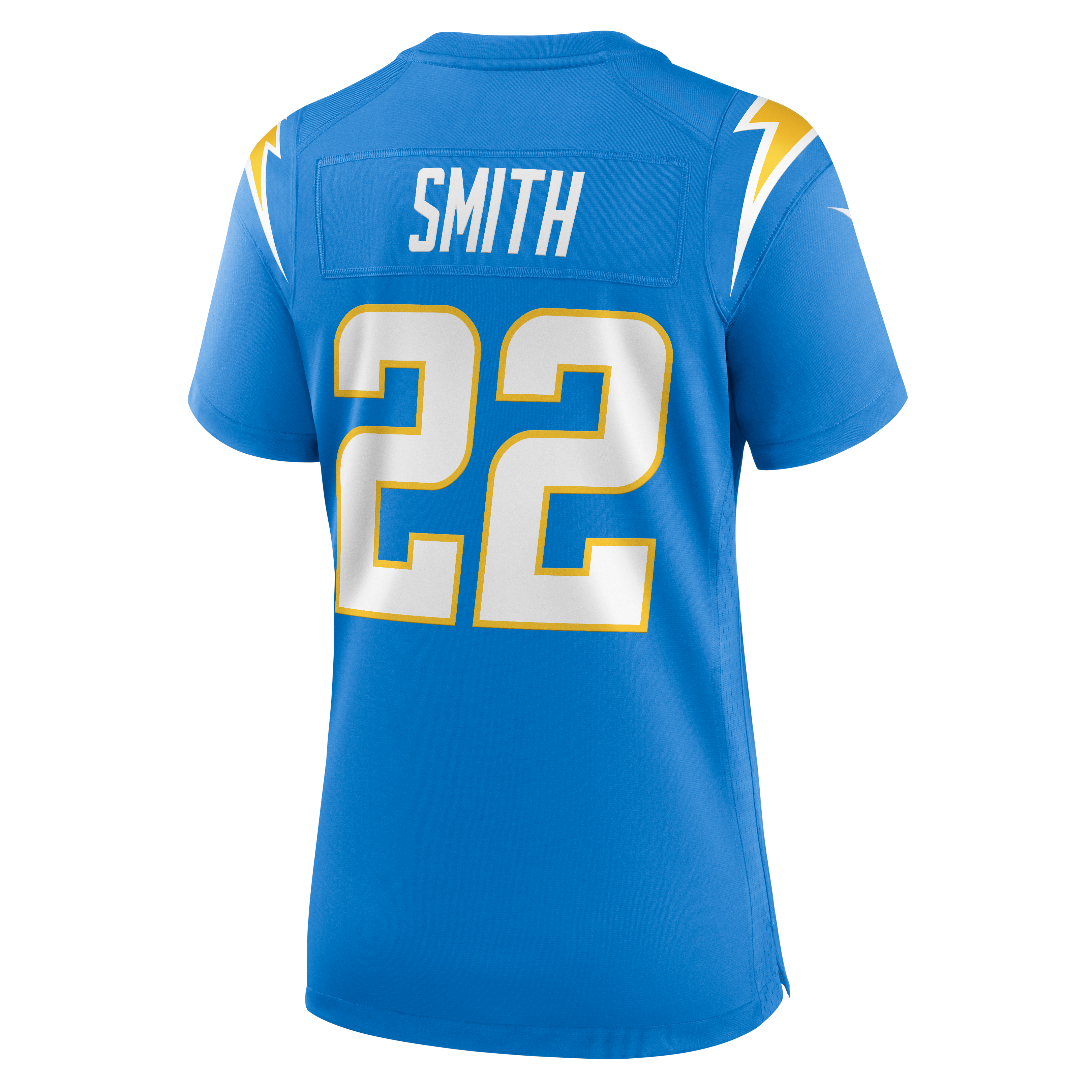 Maillot de match Nike Genesis Smith bleu poudré pour femme, Los Angeles Chargers