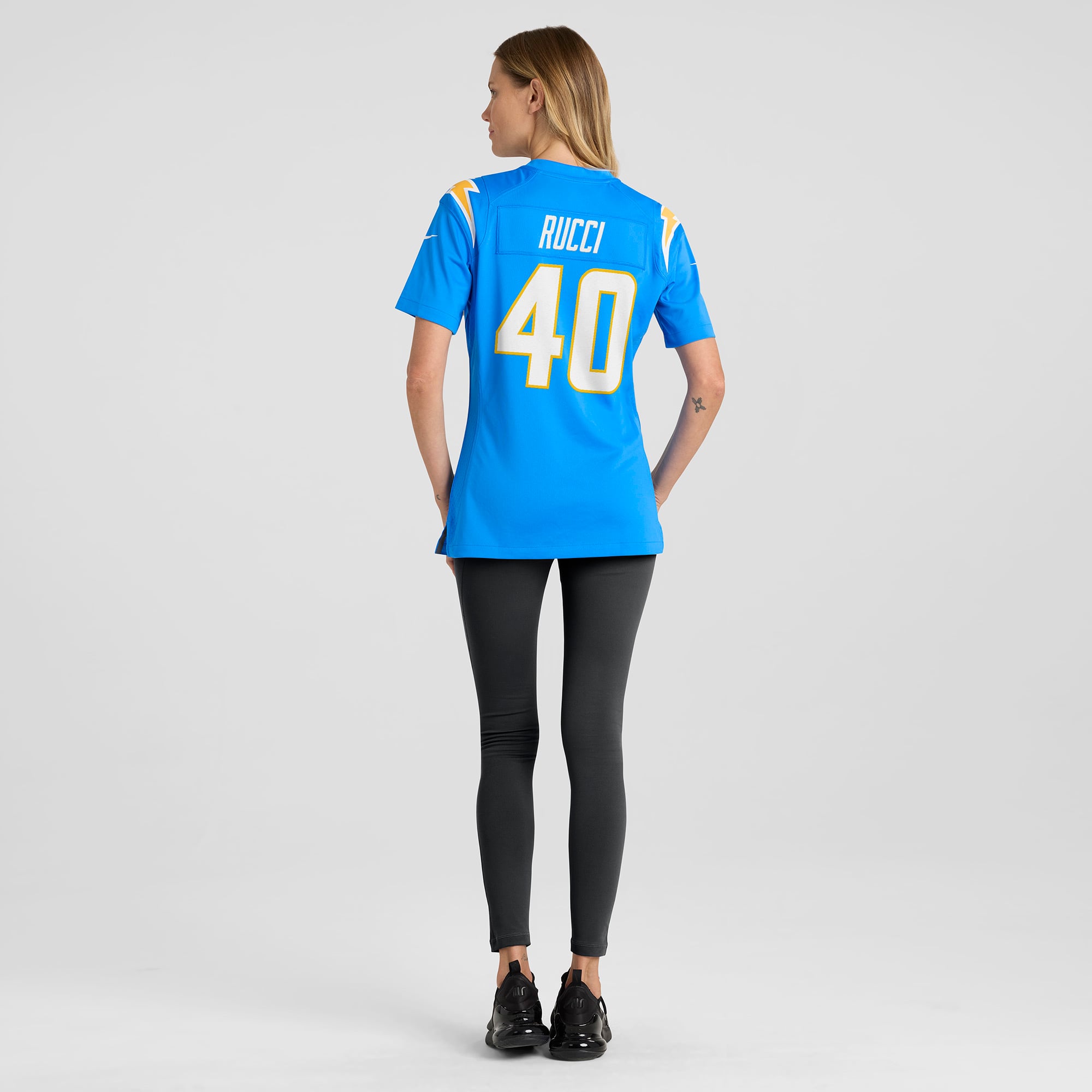 Maillot de match Nike Hayden Rucci bleu poudré pour femme, Los Angeles Chargers