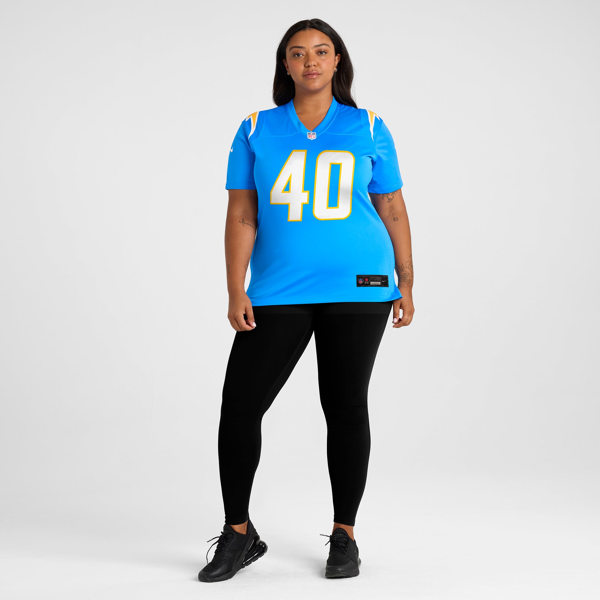 Maillot de match Nike Hayden Rucci bleu poudré pour femme, Los Angeles Chargers