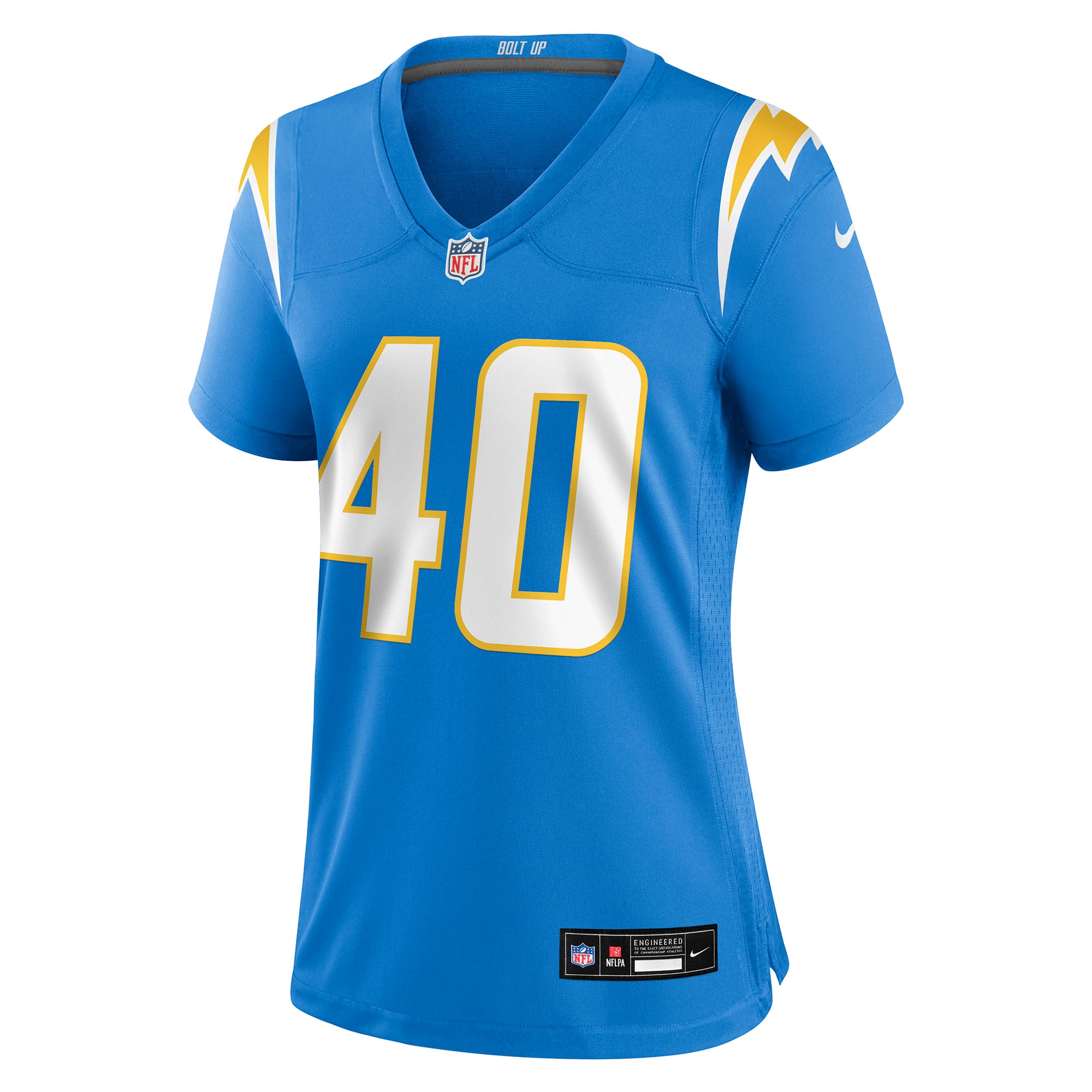 Maillot de match Nike Hayden Rucci bleu poudré pour femme, Los Angeles Chargers