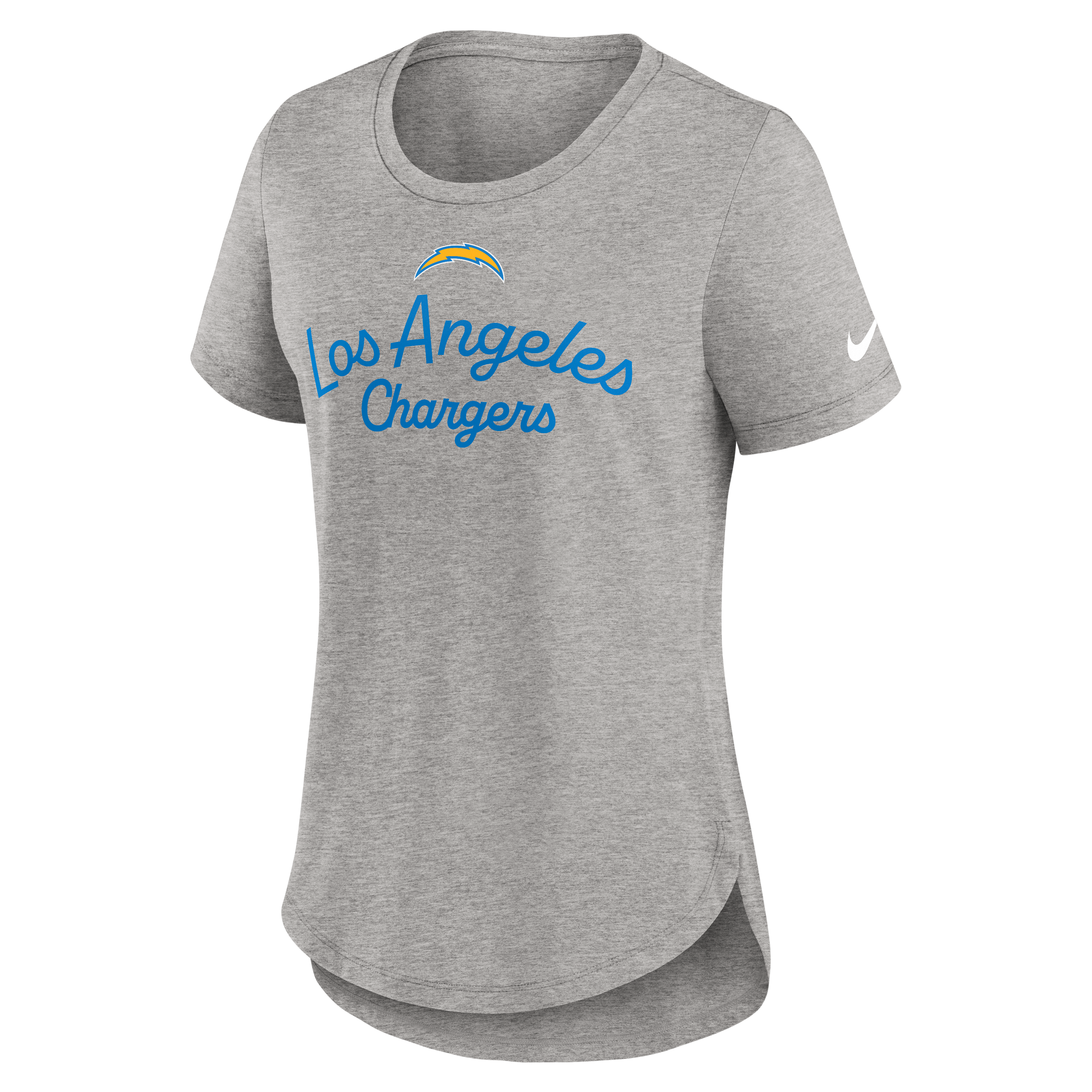 Women's Nike Heather Gray Los Angeles Chargers Strong Safety Tri-Blend T-Shirt