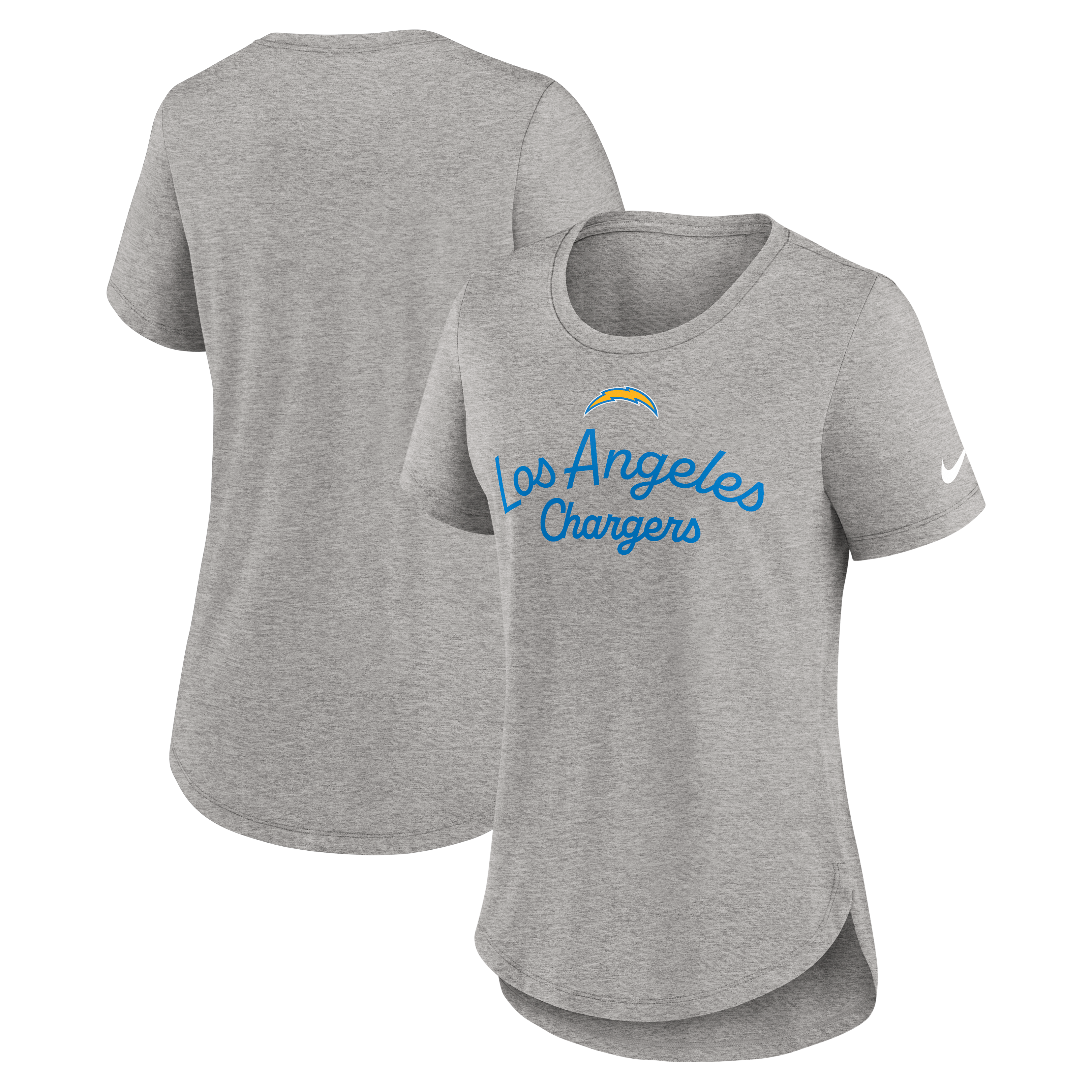 Women's Nike Heather Gray Los Angeles Chargers Strong Safety Tri-Blend T-Shirt
