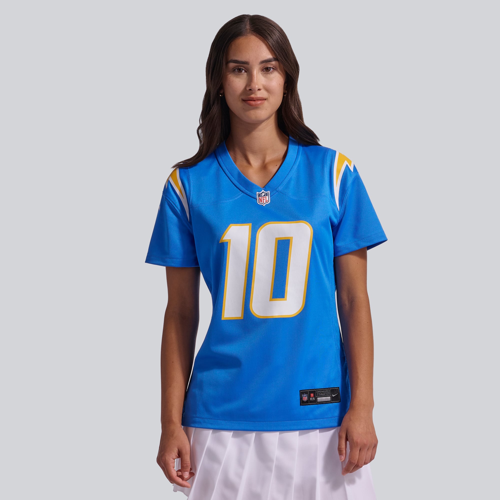 Maillot de match joueur des Chargers Los Angeles Nike Justin Herbert bleu poudré pour femme