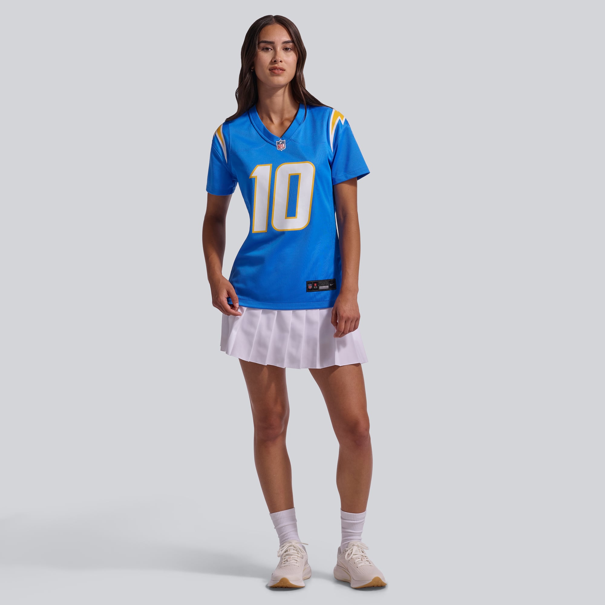 Maillot de match joueur des Chargers Los Angeles Nike Justin Herbert bleu poudré pour femme