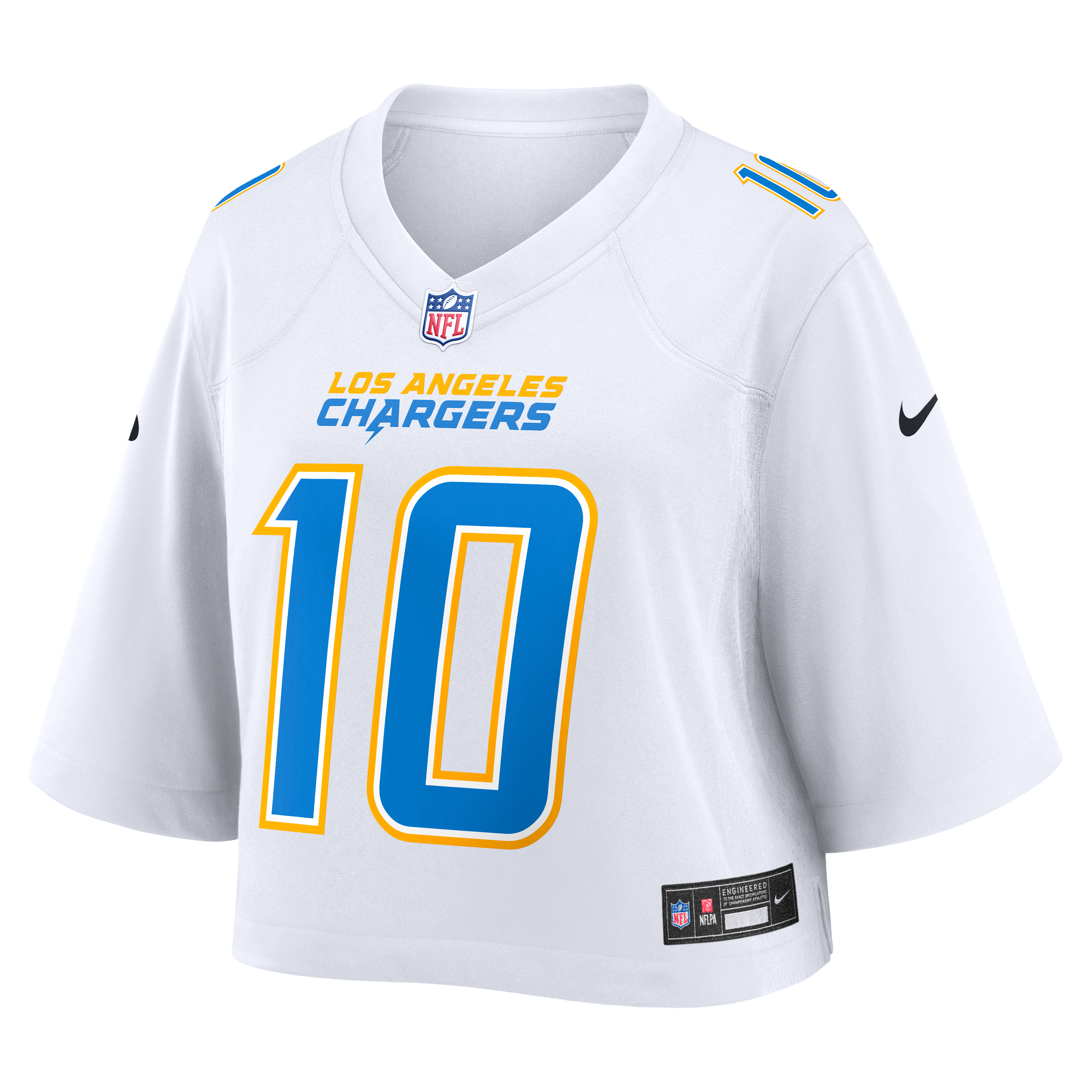 Women's Nike Justin Herbert White Los Angeles Chargers Cropped Fashion Game Jersey