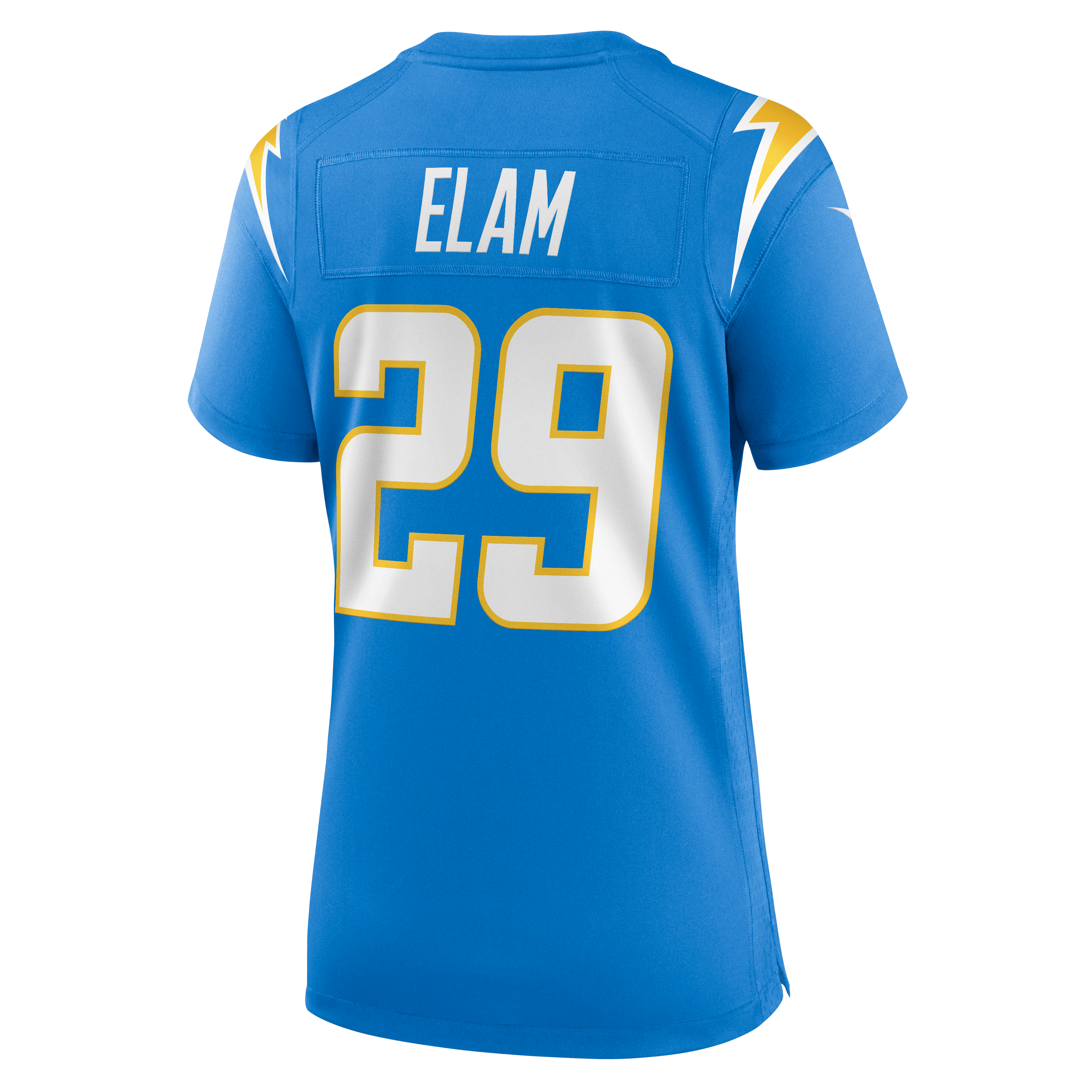 Maillot de match Nike Kaiir Elam bleu poudre pour femme, Los Angeles Chargers