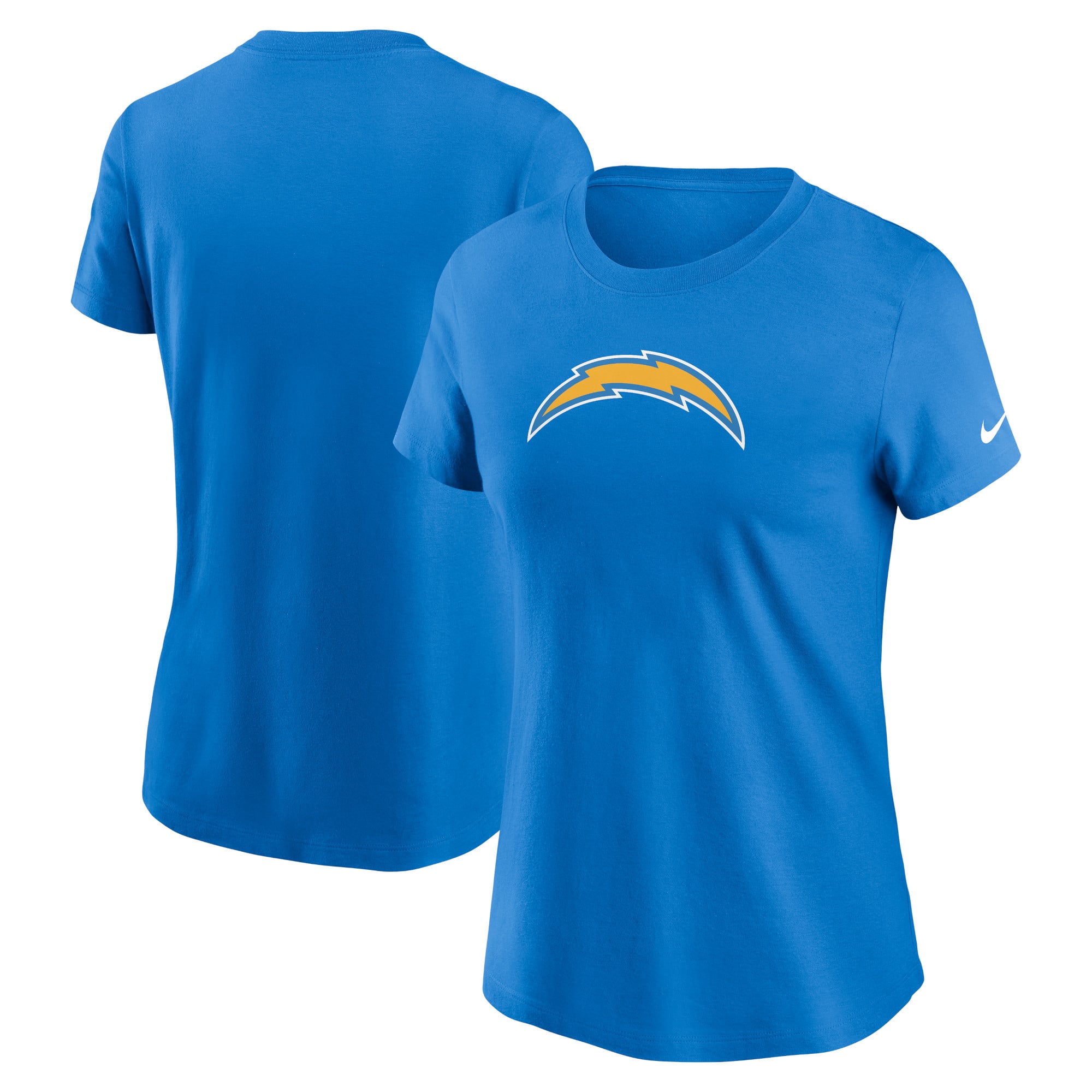 T-shirt Nike pour femme, bleu poudré, logo principal des Los Angeles Chargers
