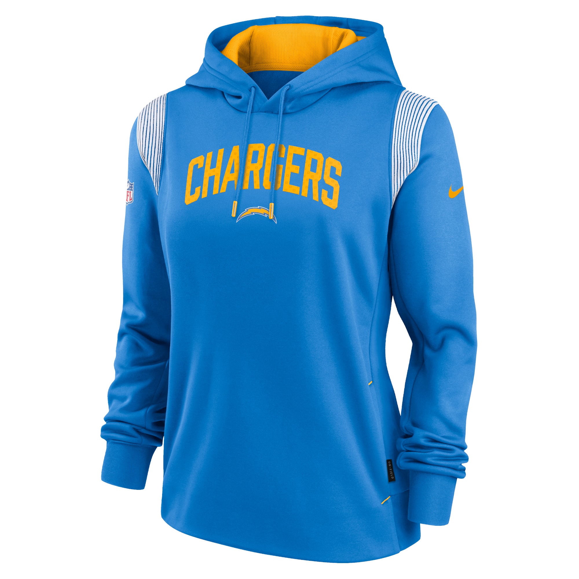 Women's Nike Powder Blue Los Angeles Chargers Sideline Stack Performance Pullover Hoodie