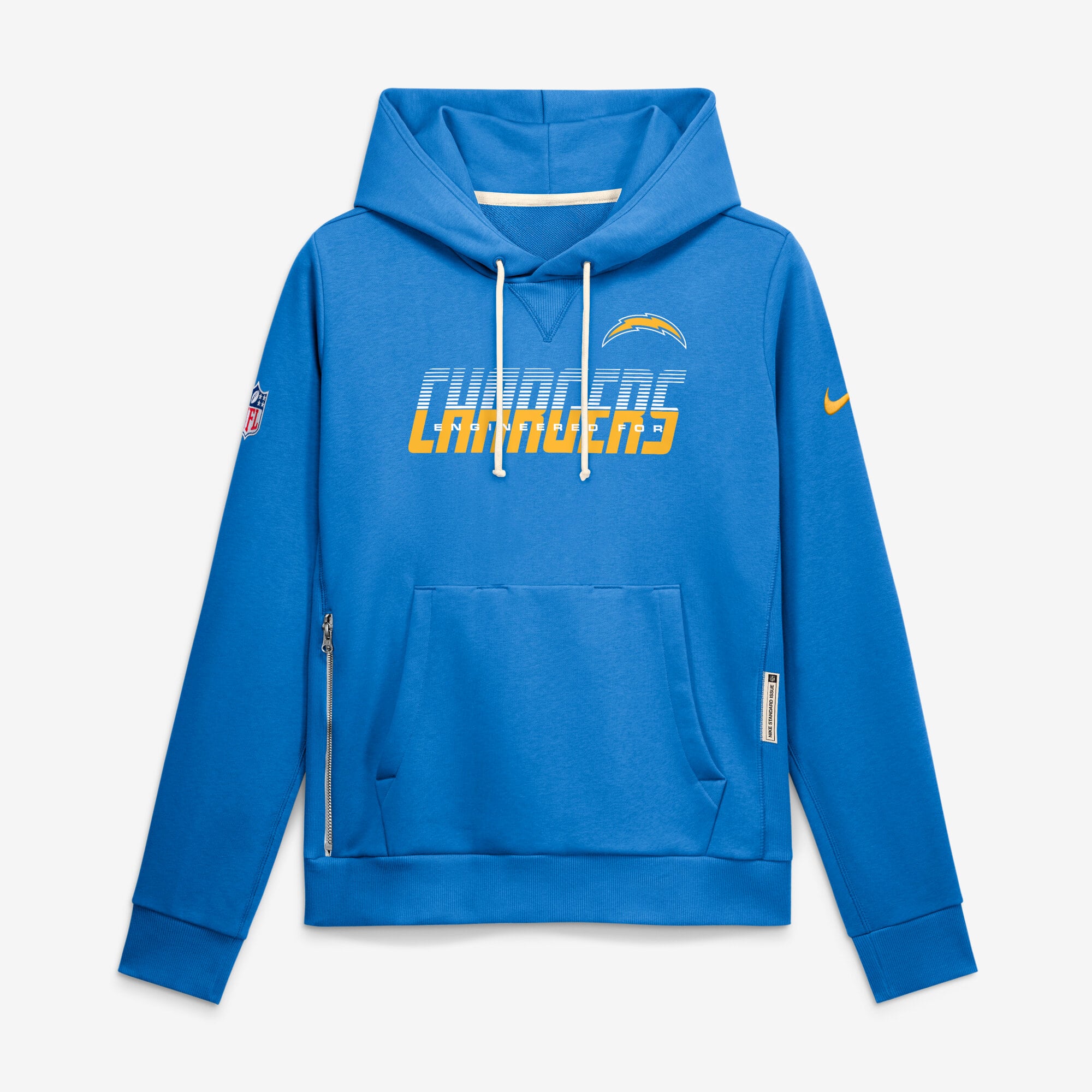 Sweat à capuche Nike Dri-FIT bleu poudré pour femme, édition standard des Los Angeles Chargers